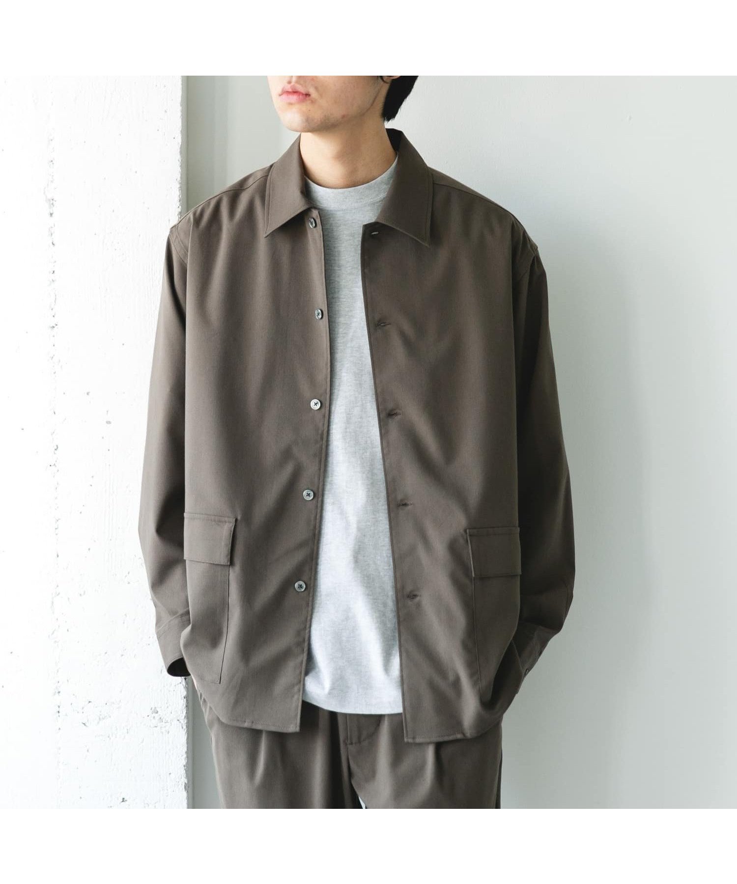 【アーバンリサーチ ドアーズ/URBAN RESEARCH DOORS / MEN】のウールライクシャツジャケット インテリア・キッズ・メンズ・レディースファッション・服の通販 founy(ファウニー) 　ファッション　Fashion　メンズファッション　Fashion for Men　春　Spring　ジャケット　Jacket, Outerwear　スラックス　Slacks, Dress Pants　セットアップ　Set-Up, Coordinated Outfit　デニム　Denim, Jeans Material　トレンド　Trend, Trending Now　ポケット　Pocket, Pocket Detail　S/S・春夏　SS, Spring/Summer, Warm Season　おすすめ　Recommended / Our Picks　夏　Summer　エレガント 上品　Elegant　2026年　2026　2026春夏・S/S　Spring/Summer 2026 SS26　ブラウン|ID: prp329100004986038 ipo3291000000037348091