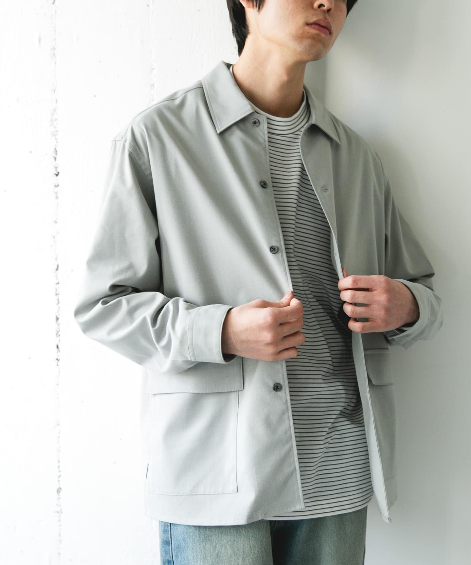 【アーバンリサーチ ドアーズ/URBAN RESEARCH DOORS / MEN】のウールライクシャツジャケット インテリア・キッズ・メンズ・レディースファッション・服の通販 founy(ファウニー) 　ファッション　Fashion　メンズファッション　Fashion for Men　春　Spring　ジャケット　Jacket, Outerwear　スラックス　Slacks, Dress Pants　セットアップ　Set-Up, Coordinated Outfit　デニム　Denim, Jeans Material　トレンド　Trend, Trending Now　ポケット　Pocket, Pocket Detail　S/S・春夏　SS, Spring/Summer, Warm Season　おすすめ　Recommended / Our Picks　夏　Summer　エレガント 上品　Elegant　2026年　2026　2026春夏・S/S　Spring/Summer 2026 SS26　ライトグレー|ID: prp329100004986038 ipo3291000000037348092