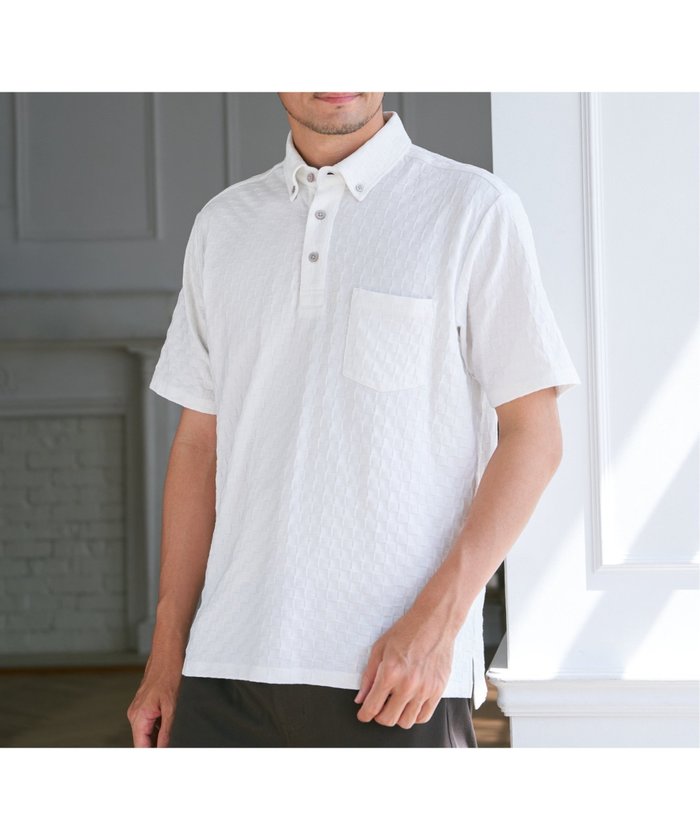 【イッカ/ikka / MEN】のリンクスジャカード市松ポロシャツ インテリア・キッズ・メンズ・レディースファッション・服の通販 founy(ファウニー) https://founy.com/ ファッション Fashion メンズファッション Fashion for Men ジャカード／ジャガード Jacquard, Woven Pattern ジャケット Jacket, Outerwear ダウン Down, Puffer ポロシャツ Polo Shirt, Collared Tee レギュラー Regular, Standard Fit エレガント 上品 Elegant 夏 Summer 無地 Plain, Solid Color |ID: prp329100004986042 ipo3291000000037348112