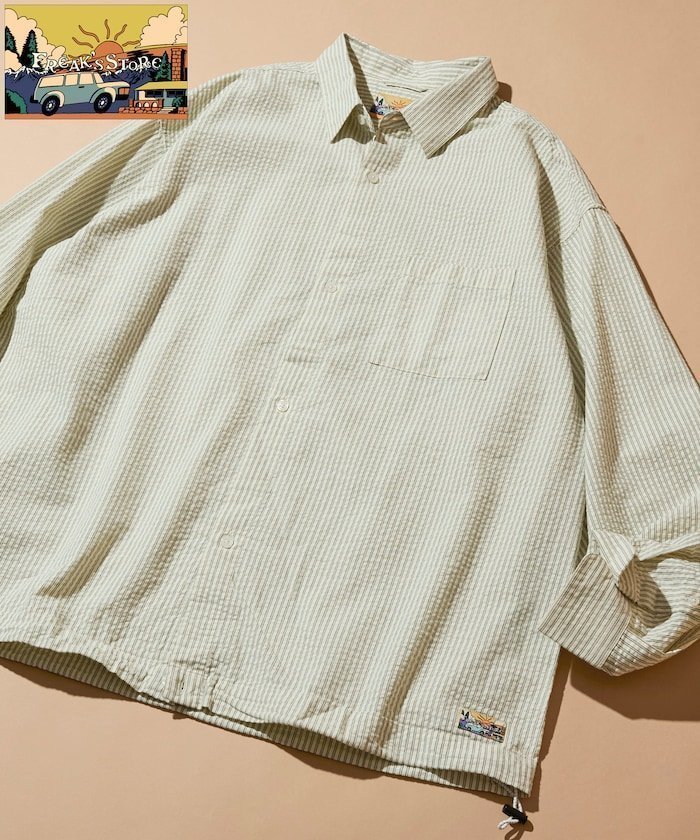 【フリークスストア/FREAK'S STORE】のFREAK S STORE for BEACH FES シアサッカー スピンドル レギュラーカラー ロングスリーブシャツ インテリア・キッズ・メンズ・レディースファッション・服の通販 founy(ファウニー) https://founy.com/ ファッション Fashion メンズファッション Fashion for Men 春 Spring ショーツ Shorts, Short Pants ストライプ Stripe, Striped Pattern スピンドル Spindle, Drawcord スラックス Slacks, Dress Pants デニム Denim, Jeans Material バランス Balance, Style Balance ミックス Mix, Mixed Style リラックス Relax, Relaxed Fit レギュラー Regular, Standard Fit S/S・春夏 SS, Spring/Summer, Warm Season おすすめ Recommended / Our Picks 夏 Summer 2026年 2026 2026春夏・S/S Spring/Summer 2026 SS26 |ID: prp329100004986065 ipo3291000000037348236