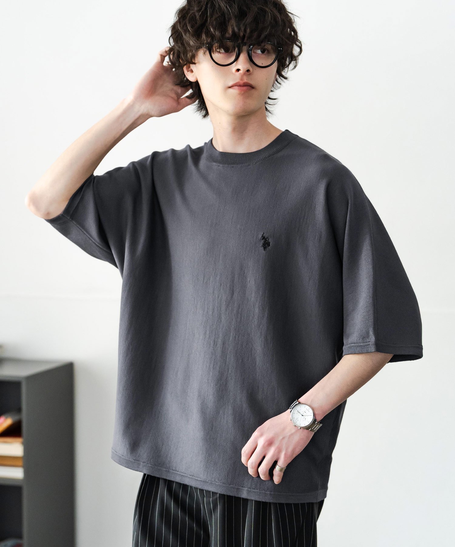 【ロッキーモンロー/Rocky Monroe】のU.S. POLO ASSN. ドルマンサマーニット インテリア・キッズ・メンズ・レディースファッション・服の通販 founy(ファウニー) 　ファッション　Fashion　レディースファッション　Fashion for Women　トップス・カットソー　Cut & Sew Tops　ニット　Knit Tops & Sweaters　春　Spring　サマー　Summer, Summer Style　シンプル　Simple, Minimal　ストレッチ　Stretch, Stretchy Fabric　デニム　Denim, Jeans Material　バランス　Balance, Style Balance　メンズ　Men's, Menswear　リラックス　Relax, Relaxed Fit　ルーズ　Loose, Oversized　ワイド　Wide, Wide Fit　ワンポイント　One Point, Statement Accent　S/S・春夏　SS, Spring/Summer, Warm Season　再入荷　Restock / Back in Stock　おすすめ　Recommended / Our Picks　夏　Summer　エレガント 上品　Elegant　チャコール|ID: prp329100004986107 ipo3291000000037348450
