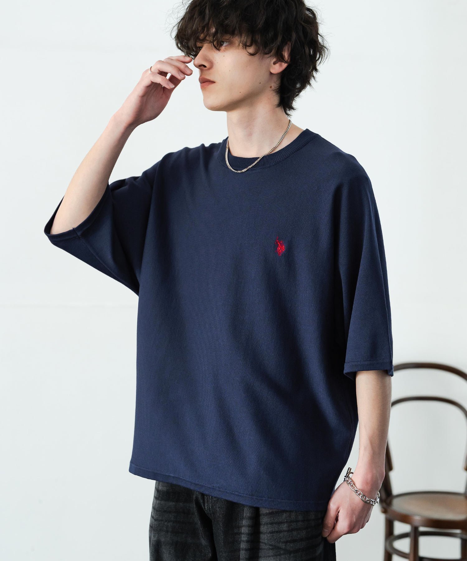 【ロッキーモンロー/Rocky Monroe】のU.S. POLO ASSN. ドルマンサマーニット インテリア・キッズ・メンズ・レディースファッション・服の通販 founy(ファウニー) 　ファッション　Fashion　レディースファッション　Fashion for Women　トップス・カットソー　Cut & Sew Tops　ニット　Knit Tops & Sweaters　春　Spring　サマー　Summer, Summer Style　シンプル　Simple, Minimal　ストレッチ　Stretch, Stretchy Fabric　デニム　Denim, Jeans Material　バランス　Balance, Style Balance　メンズ　Men's, Menswear　リラックス　Relax, Relaxed Fit　ルーズ　Loose, Oversized　ワイド　Wide, Wide Fit　ワンポイント　One Point, Statement Accent　S/S・春夏　SS, Spring/Summer, Warm Season　再入荷　Restock / Back in Stock　おすすめ　Recommended / Our Picks　夏　Summer　エレガント 上品　Elegant　ネイビー|ID: prp329100004986107 ipo3291000000037348451