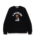 【ア ベイシング エイプ/A BATHING APE】のGO APE POINTER COLLEGE CREWNECK BAPEC 大人の最旬トレンドファッション＆コーディネート founy(ファウニー) ファッション Fashion レディースファッション Fashion for Women グラフィック Graphic, Graphic Design フロント Front, Front Design プリント Print, Printed Pattern モチーフ Motif, Design Theme ラバー Rubber, Rubber Sole thumbnail BLACK|ID: prp329100004986129 ipo3291000000037348567