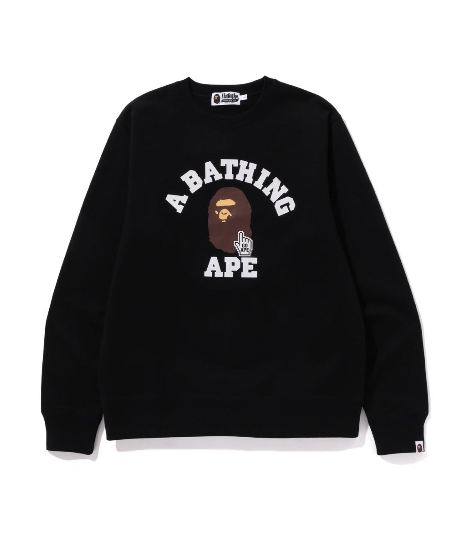 【ア ベイシング エイプ/A BATHING APE】のGO APE POINTER COLLEGE CREWNECK BAPEC インテリア・キッズ・メンズ・レディースファッション・服の通販 founy(ファウニー) 　ファッション　Fashion　レディースファッション　Fashion for Women　グラフィック　Graphic, Graphic Design　フロント　Front, Front Design　プリント　Print, Printed Pattern　モチーフ　Motif, Design Theme　ラバー　Rubber, Rubber Sole　BLACK|ID: prp329100004986129 ipo3291000000037348567
