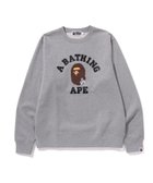【ア ベイシング エイプ/A BATHING APE】のGO APE POINTER COLLEGE CREWNECK BAPEC 大人の最旬トレンドファッション＆コーディネート founy(ファウニー) ファッション Fashion レディースファッション Fashion for Women グラフィック Graphic, Graphic Design フロント Front, Front Design プリント Print, Printed Pattern モチーフ Motif, Design Theme ラバー Rubber, Rubber Sole thumbnail GRAY|ID: prp329100004986129 ipo3291000000037348568