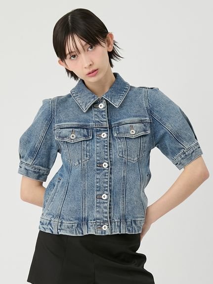 【リリーブラウン/Lily Brown】のハーフスリーブペプラムデニムジャケット インテリア・キッズ・メンズ・レディースファッション・服の通販 founy(ファウニー) 　ファッション　Fashion　レディースファッション　Fashion for Women　アウター　Coat / Outerwear Collection　レディースジャケット・軽アウター　Jackets　デニムジャケット / カジュアルアウター　Denim Jackets　おすすめ　Recommended / Our Picks　ジャケット　Jacket, Outerwear　スマート　Smart, Elegant　セットアップ　Set-Up, Coordinated Outfit　デニム　Denim, Jeans Material　フェミニン　Feminine, Girly　ペプラム　Peplum, Flared Hem　エレガント 上品　Elegant　LBLU[081]|ID: prp329100004986136 ipo3291000000037348617