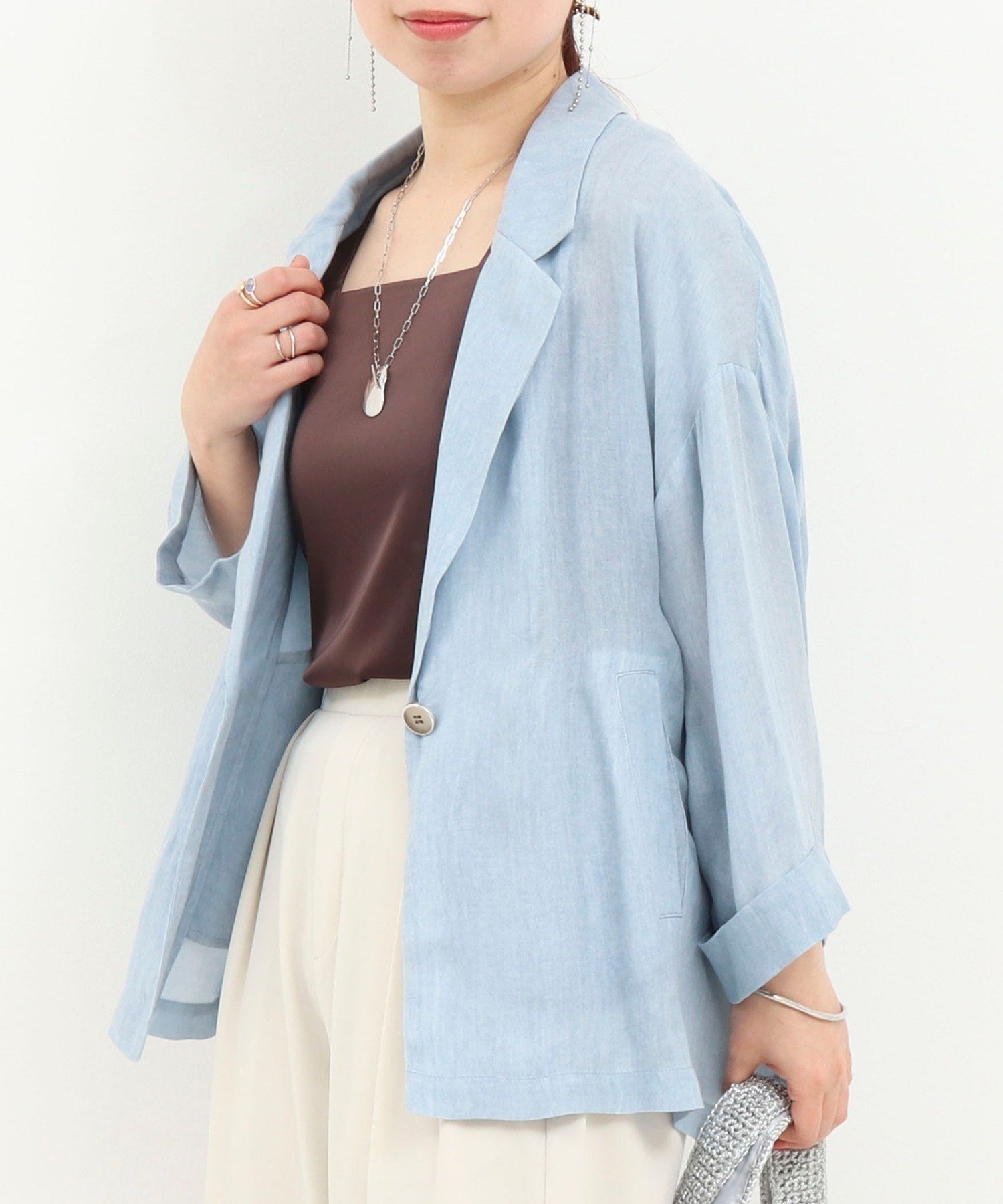 【ノーリーズ/NOLLEY'S】のシアーデニムテーラージャケット インテリア・キッズ・メンズ・レディースファッション・服の通販 founy(ファウニー) 　ファッション　Fashion　レディースファッション　Fashion for Women　アウター　Coat / Outerwear Collection　レディースジャケット・軽アウター　Jackets　ショルダー　Shoulder, Shoulder Strap　トレンド　Trend, Trending Now　ドロップ　Drop Shoulder, Dropped Style　ネップ　Nepp, Slub Yarn　リラックス　Relax, Relaxed Fit　アウトレット　Outlet / Clearance　おすすめ　Recommended / Our Picks　2026年　2026　2026春夏・S/S　Spring/Summer 2026 SS26　サックス|ID: prp329100004986147 ipo3291000000037348671