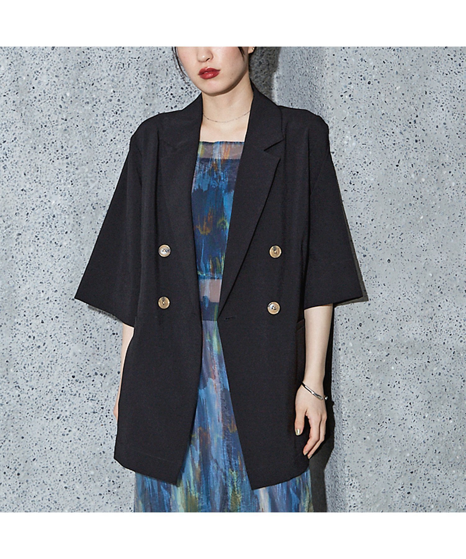【ノミネ/NOMINE】のハーフスリーブ ダブルジャケット インテリア・キッズ・メンズ・レディースファッション・服の通販 founy(ファウニー) 　ファッション　Fashion　レディースファッション　Fashion for Women　アウター　Coat / Outerwear Collection　レディースジャケット・軽アウター　Jackets　ジャケット　Jacket, Outerwear　スリーブ　Sleeve, Long Sleeve / Short Sleeve　ダブル　Double, Double-Breasted　ハーフ　Half, Half-Length　レース　Lace, Lace Fabric　今季　This Season, Current Season　半袖　Short Sleeve, Half Sleeve　夏　Summer　羽織　Haori, Light Jacket　ブラック|ID: prp329100004986152 ipo3291000000037348691