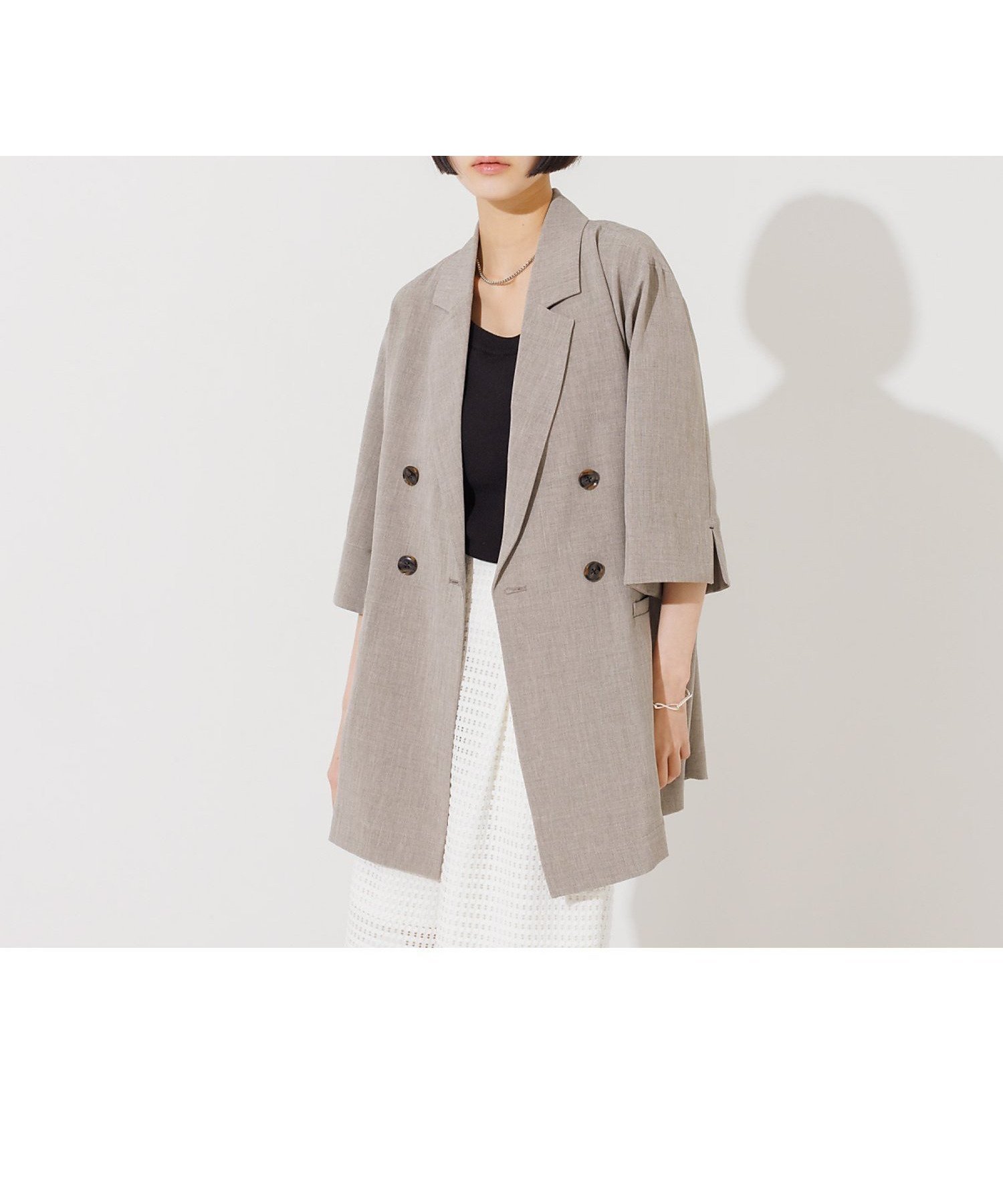 【ノミネ/NOMINE】のハーフスリーブ ダブルジャケット インテリア・キッズ・メンズ・レディースファッション・服の通販 founy(ファウニー) 　ファッション　Fashion　レディースファッション　Fashion for Women　アウター　Coat / Outerwear Collection　レディースジャケット・軽アウター　Jackets　ジャケット　Jacket, Outerwear　スリーブ　Sleeve, Long Sleeve / Short Sleeve　ダブル　Double, Double-Breasted　ハーフ　Half, Half-Length　レース　Lace, Lace Fabric　今季　This Season, Current Season　半袖　Short Sleeve, Half Sleeve　夏　Summer　羽織　Haori, Light Jacket　モカ|ID: prp329100004986152 ipo3291000000037348695