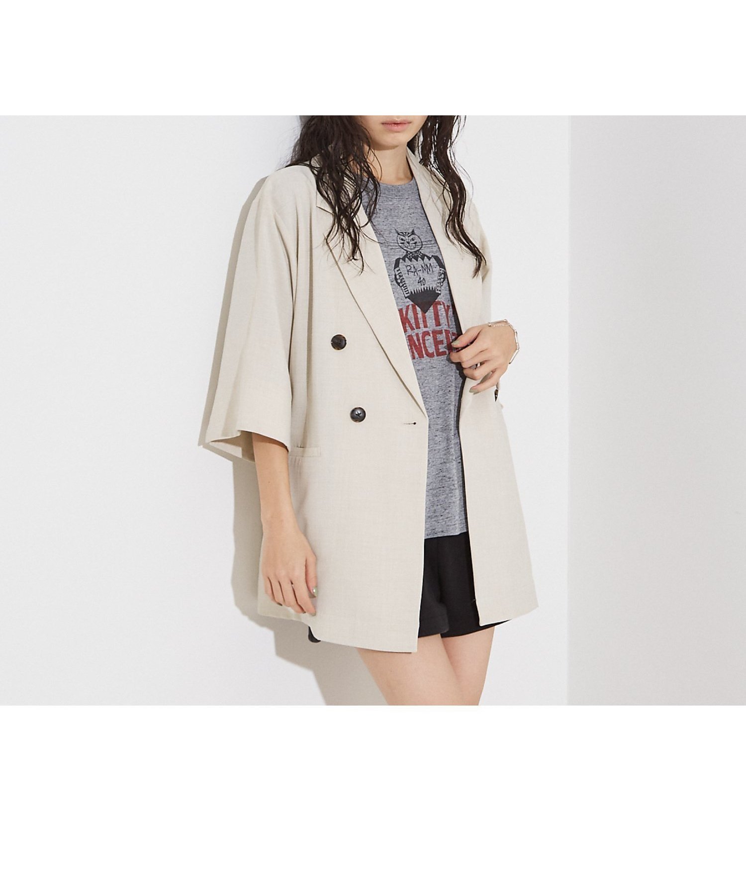 【ノミネ/NOMINE】のハーフスリーブ ダブルジャケット インテリア・キッズ・メンズ・レディースファッション・服の通販 founy(ファウニー) 　ファッション　Fashion　レディースファッション　Fashion for Women　アウター　Coat / Outerwear Collection　レディースジャケット・軽アウター　Jackets　ジャケット　Jacket, Outerwear　スリーブ　Sleeve, Long Sleeve / Short Sleeve　ダブル　Double, Double-Breasted　ハーフ　Half, Half-Length　レース　Lace, Lace Fabric　今季　This Season, Current Season　半袖　Short Sleeve, Half Sleeve　夏　Summer　羽織　Haori, Light Jacket　ベージュ|ID: prp329100004986152 ipo3291000000037348697