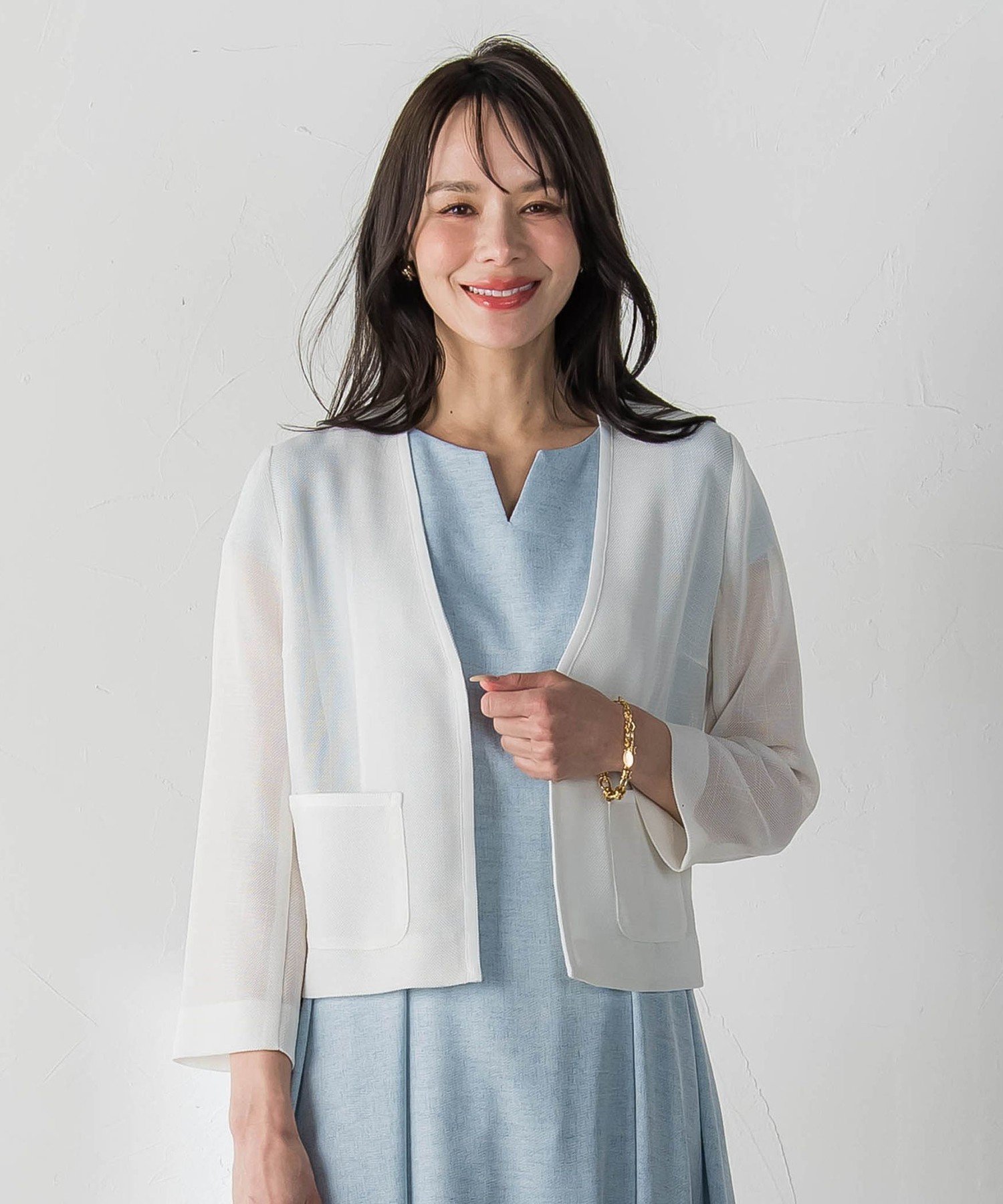 【ビアッジョブルー/Viaggio Blu】のルフィネレノクロスジャケット インテリア・キッズ・メンズ・レディースファッション・服の通販 founy(ファウニー) 　ファッション　Fashion　レディースファッション　Fashion for Women　アウター　Coat / Outerwear Collection　レディースジャケット・軽アウター　Jackets　エレガント 上品　Elegant　春　Spring　コンパクト　Compact, Small Size　ジャケット　Jacket, Outerwear　ストレッチ　Stretch, Stretchy Fabric　セットアップ　Set-Up, Coordinated Outfit　バランス　Balance, Style Balance　フロント　Front, Front Design　S/S・春夏　SS, Spring/Summer, Warm Season　夏　Summer　2026年　2026　2026春夏・S/S　Spring/Summer 2026 SS26　ホワイト|ID: prp329100004986167 ipo3291000000037348777