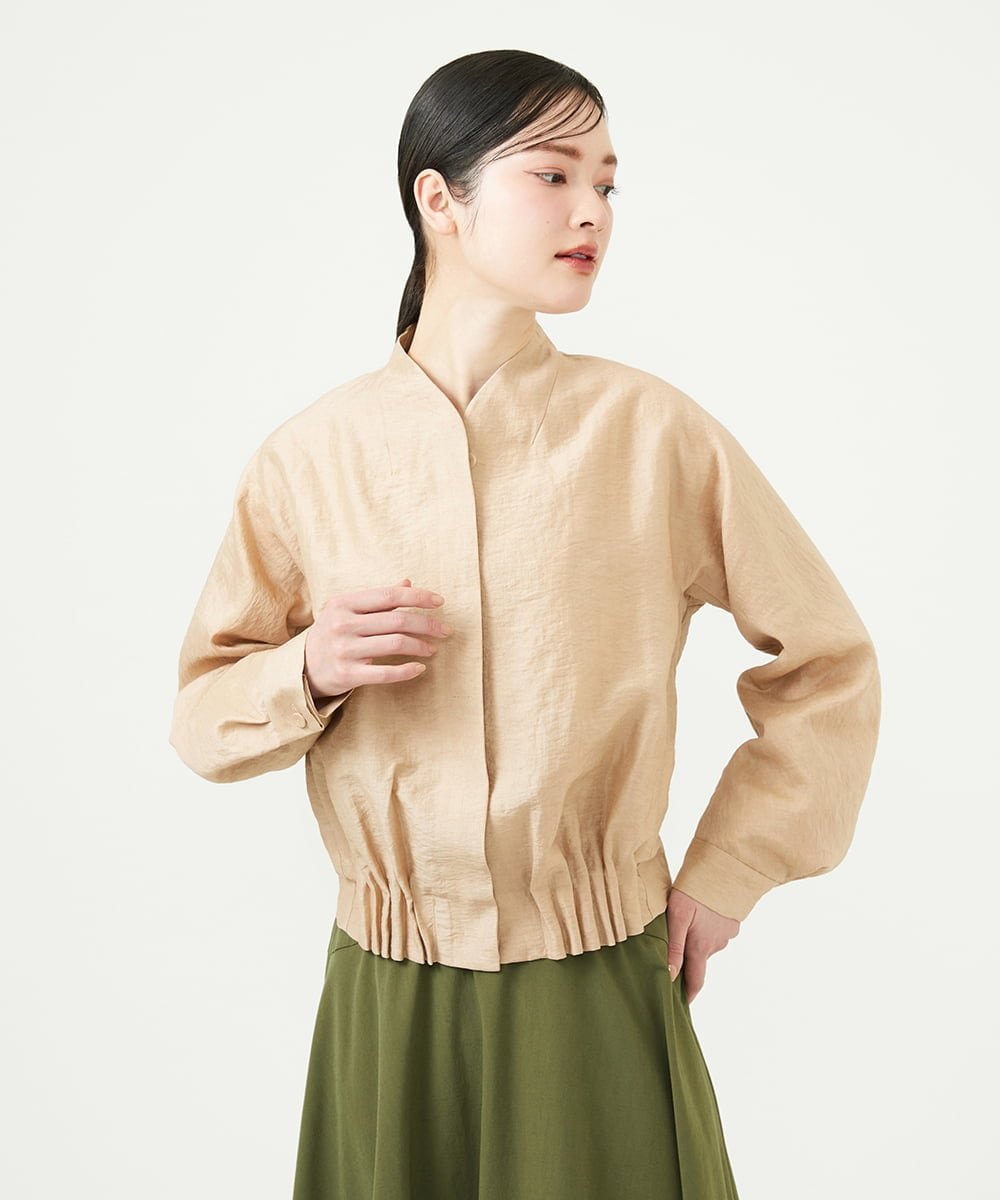 【シビラ/SYBILLA】のタックヘムブルゾン インテリア・キッズ・メンズ・レディースファッション・服の通販 founy(ファウニー) 　ファッション　Fashion　レディースファッション　Fashion for Women　アウター　Coat / Outerwear Collection　ブルゾンジャケット・スポーティアウター　Blouson Jackets　ブルゾン　Blouson, Bomber Jacket　ボトム　Bottoms, Lower Wear　リネン　Linen, Linen Fabric　エレガント 上品　Elegant　冬　Winter / This Winter　夏　Summer　春　Spring　秋　Autumn　ベージュ|ID: prp329100004986190 ipo3291000000037348912