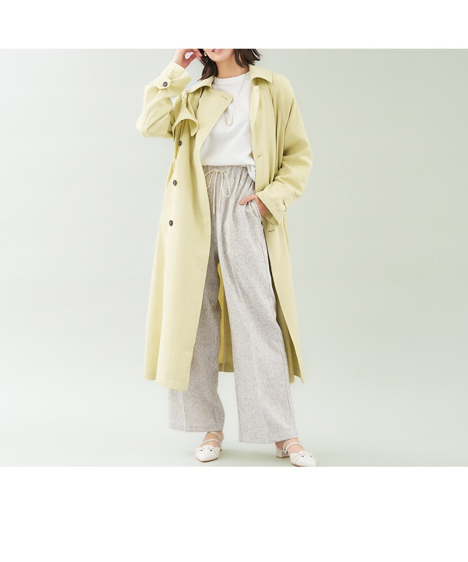 【アバハウスマヴィ/abahouse mavie】のヴィンテージツイルトレンチコート インテリア・キッズ・メンズ・レディースファッション・服の通販 founy(ファウニー) 　ファッション　Fashion　レディースファッション　Fashion for Women　アウター　Coat / Outerwear Collection　コート・ロングコート・ピーコート　Long Coats, Peacoats & More　トレンチコート / 春秋の定番アウター　Trench Coats　ギャザー　Gathered, Ruffled　ロング　Long, Long-Length　ワッシャー　Washer, Crinkled Finish　イエロー|ID: prp329100004986200 ipo3291000000037348943