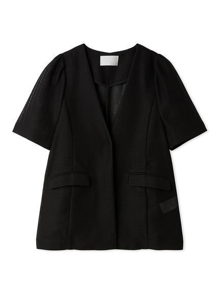 【セルフォード/CELFORD】のハーフスリーブカラミジャケット インテリア・キッズ・メンズ・レディースファッション・服の通販 founy(ファウニー) 　ファッション　Fashion　レディースファッション　Fashion for Women　アウター　Coat / Outerwear Collection　レディースジャケット・軽アウター　Jackets　ストレート　Straight, Straight Cut　スマート　Smart, Elegant　ファブリック　Fabric, Textile　フラップ　Flap, Flap Pocket　ポケット　Pocket, Pocket Detail　おすすめ　Recommended / Our Picks　夏　Summer　エレガント 上品　Elegant　BLK[009]|ID: prp329100004986204 ipo3291000000037348961