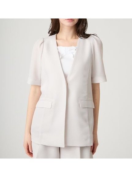 【セルフォード/CELFORD】のハーフスリーブカラミジャケット インテリア・キッズ・メンズ・レディースファッション・服の通販 founy(ファウニー) 　ファッション　Fashion　レディースファッション　Fashion for Women　アウター　Coat / Outerwear Collection　レディースジャケット・軽アウター　Jackets　ストレート　Straight, Straight Cut　スマート　Smart, Elegant　ファブリック　Fabric, Textile　フラップ　Flap, Flap Pocket　ポケット　Pocket, Pocket Detail　おすすめ　Recommended / Our Picks　夏　Summer　エレガント 上品　Elegant　LBEG[035]|ID: prp329100004986204 ipo3291000000037348962