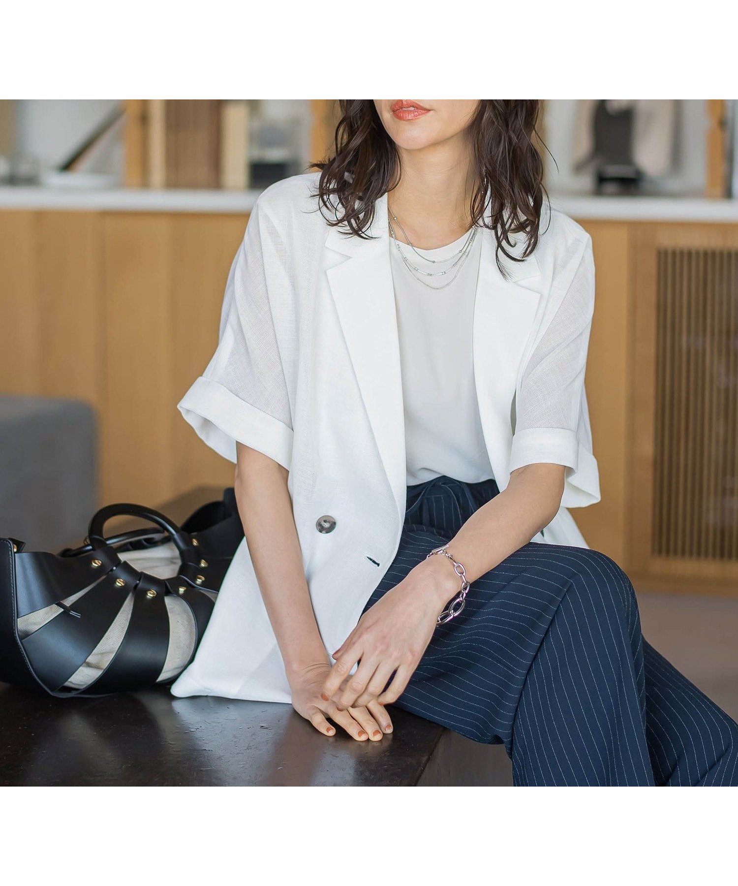 【ロートレ アモン/LAUTRE AMONT】のハーフスリーブメッシュジャケット インテリア・キッズ・メンズ・レディースファッション・服の通販 founy(ファウニー) 　ファッション　Fashion　レディースファッション　Fashion for Women　アウター　Coat / Outerwear Collection　レディースジャケット・軽アウター　Jackets　春　Spring　シンプル　Simple, Minimal　バランス　Balance, Style Balance　メッシュ　Mesh, Net Fabric　リアル　Real, Realistic　リネン　Linen, Linen Fabric　S/S・春夏　SS, Spring/Summer, Warm Season　夏　Summer　エレガント 上品　Elegant　ビジネス 仕事 通勤　Business / Work / Commuting　2026年　2026　2026春夏・S/S　Spring/Summer 2026 SS26　ホワイト|ID: prp329100004986207 ipo3291000000037348972