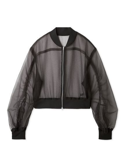 【ファーファー/FURFUR】のシアーブルゾン インテリア・キッズ・メンズ・レディースファッション・服の通販 founy(ファウニー) 　ファッション　Fashion　レディースファッション　Fashion for Women　アウター　Coat / Outerwear Collection　ブルゾンジャケット・スポーティアウター　Blouson Jackets　おすすめ　Recommended / Our Picks　オーガンジー　Organza Fabric　カーディガン　Cardigan, Knitwear　スマート　Smart, Elegant　ブルゾン　Blouson, Bomber Jacket　ワッシャー　Washer, Crinkled Finish　夏　Summer　BLK[009]|ID: prp329100004986213 ipo3291000000037349064