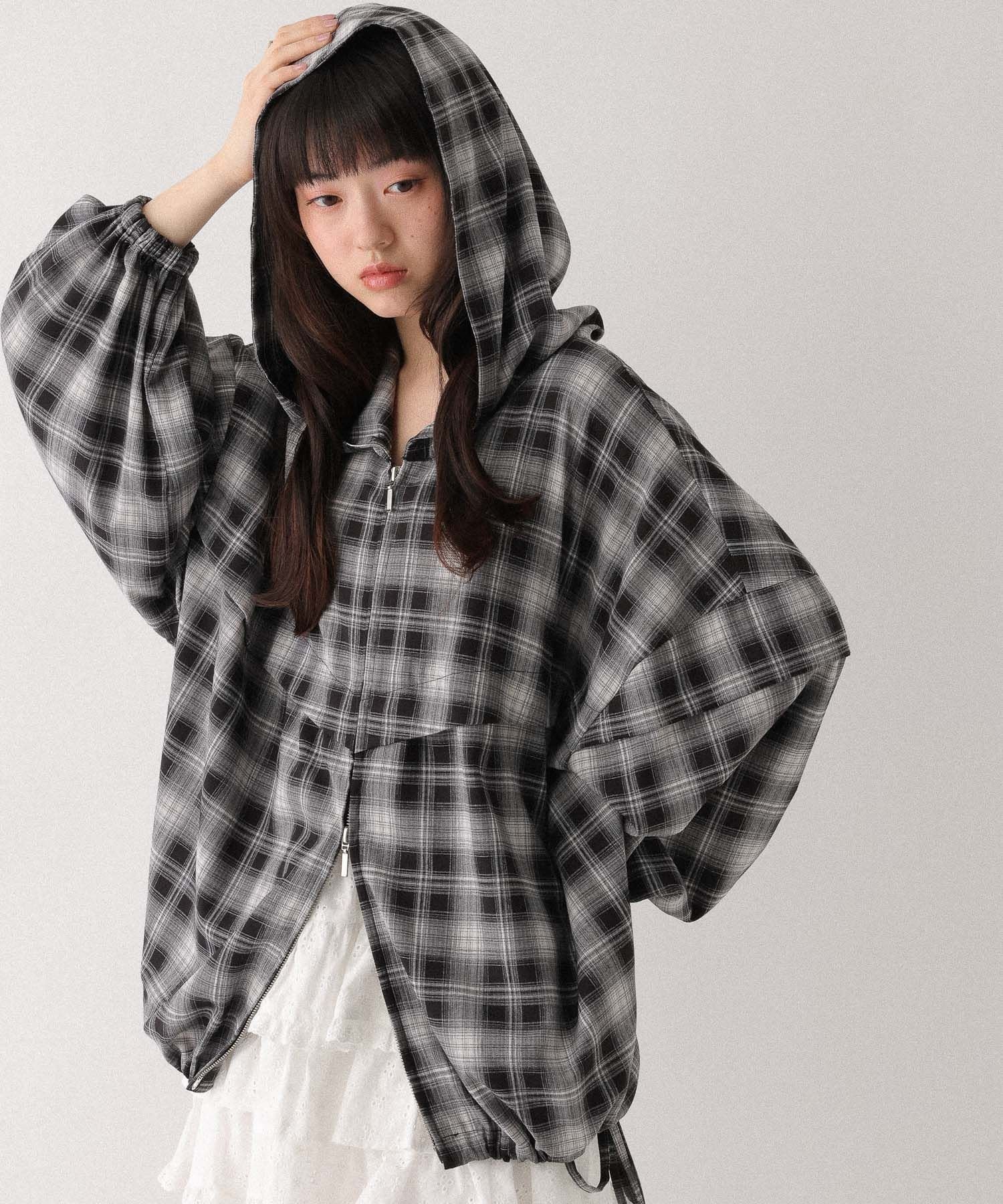 【ヘザー/Heather】のWZIPボリュームフードブルゾン インテリア・キッズ・メンズ・レディースファッション・服の通販 founy(ファウニー) 　ファッション　Fashion　レディースファッション　Fashion for Women　アウター　Coat / Outerwear Collection　ブルゾンジャケット・スポーティアウター　Blouson Jackets　ブルゾン　Blouson, Bomber Jacket　リボン　Ribbon, Bow　ブラックチェック|ID: prp329100004986219 ipo3291000000037349147