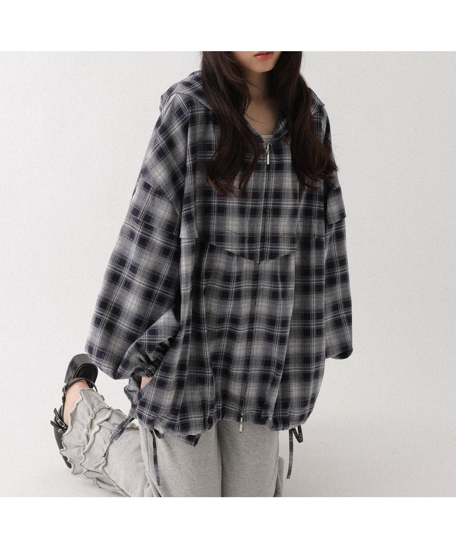 【ヘザー/Heather】のWZIPボリュームフードブルゾン インテリア・キッズ・メンズ・レディースファッション・服の通販 founy(ファウニー) 　ファッション　Fashion　レディースファッション　Fashion for Women　アウター　Coat / Outerwear Collection　ブルゾンジャケット・スポーティアウター　Blouson Jackets　ブルゾン　Blouson, Bomber Jacket　リボン　Ribbon, Bow　ネイビーチェック|ID: prp329100004986219 ipo3291000000037349148