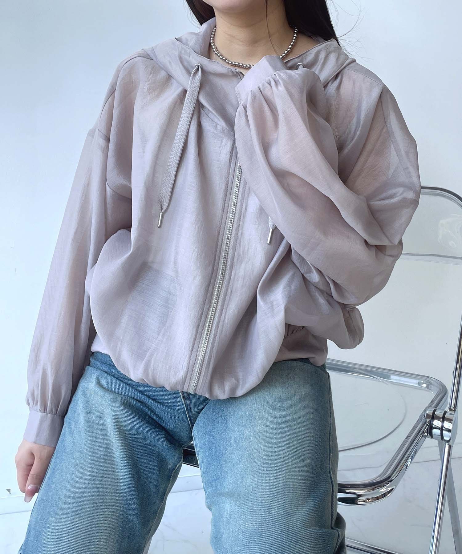 【アズノウアズ プラス/AS KNOW AS plus】の●【軽量】フーディボリュームシアーブルゾン インテリア・キッズ・メンズ・レディースファッション・服の通販 founy(ファウニー) 　ファッション　Fashion　レディースファッション　Fashion for Women　アウター　Coat / Outerwear Collection　ブルゾンジャケット・スポーティアウター　Blouson Jackets　コンパクト　Compact, Small Size　軽量　Lightweight, Ultra Light　シアー　Sheer, See-Through　シンプル　Simple, Minimal　ブルゾン　Blouson, Bomber Jacket　ボトム　Bottoms, Lower Wear　再入荷　Restock / Back in Stock　おすすめ　Recommended / Our Picks　エレガント 上品　Elegant　GYBEシア|ID: prp329100004986223 ipo3291000000037349269