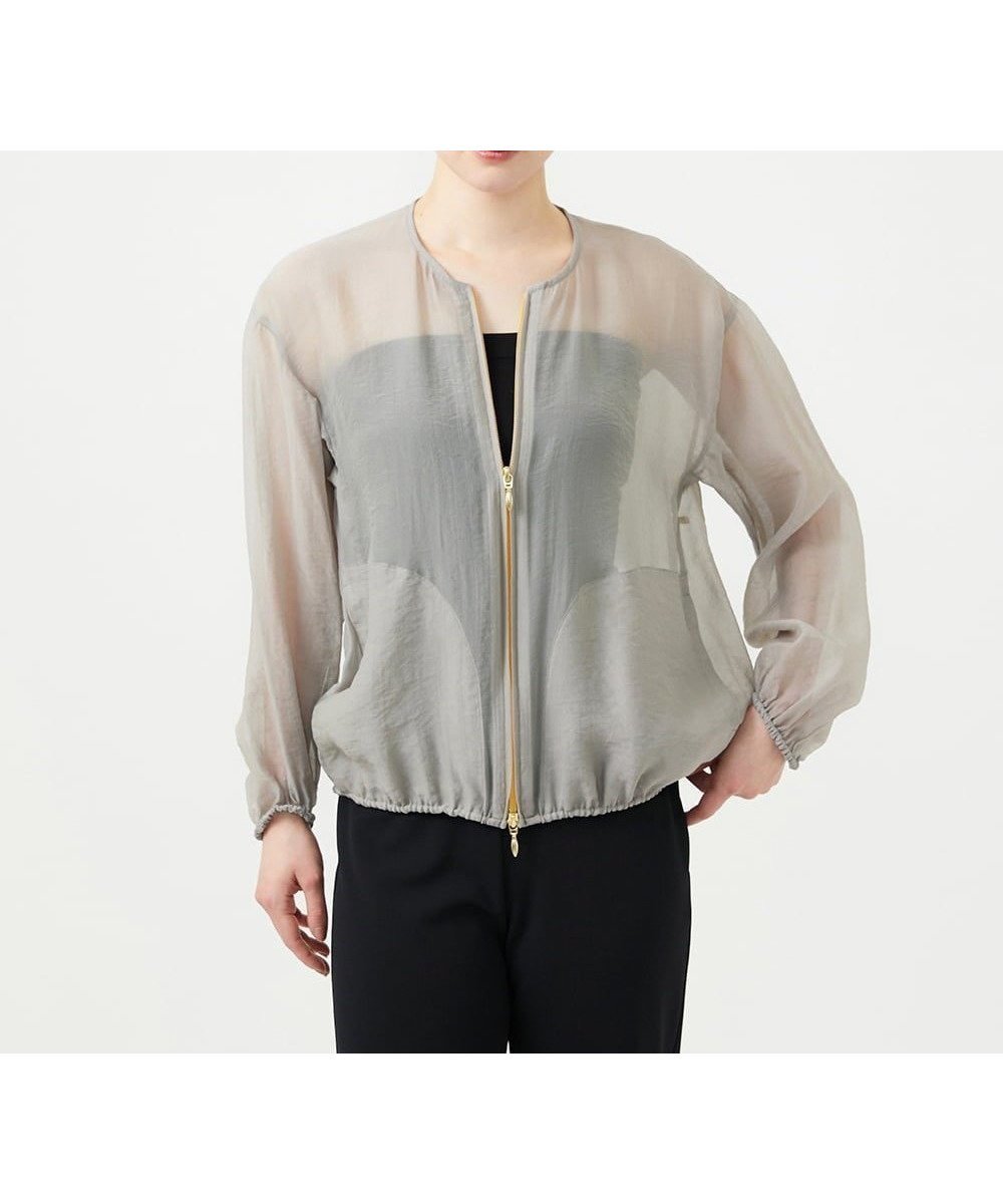 【シビラ/SYBILLA】のオーガンジーブルゾン インテリア・キッズ・メンズ・レディースファッション・服の通販 founy(ファウニー) 　ファッション　Fashion　レディースファッション　Fashion for Women　アウター　Coat / Outerwear Collection　ブルゾンジャケット・スポーティアウター　Blouson Jackets　アクセサリー　Fashion Accessories　オーガンジー　Organza Fabric　キュプラ　Cupro, Eco Fabric　ギャザー　Gathered, Ruffled　ダブル　Double, Double-Breasted　フロント　Front, Front Design　ブルゾン　Blouson, Bomber Jacket　エレガント 上品　Elegant　冬　Winter / This Winter　夏　Summer　春　Spring　秋　Autumn　羽織　Haori, Light Jacket　グレージュ|ID: prp329100004986226 ipo3291000000037349280