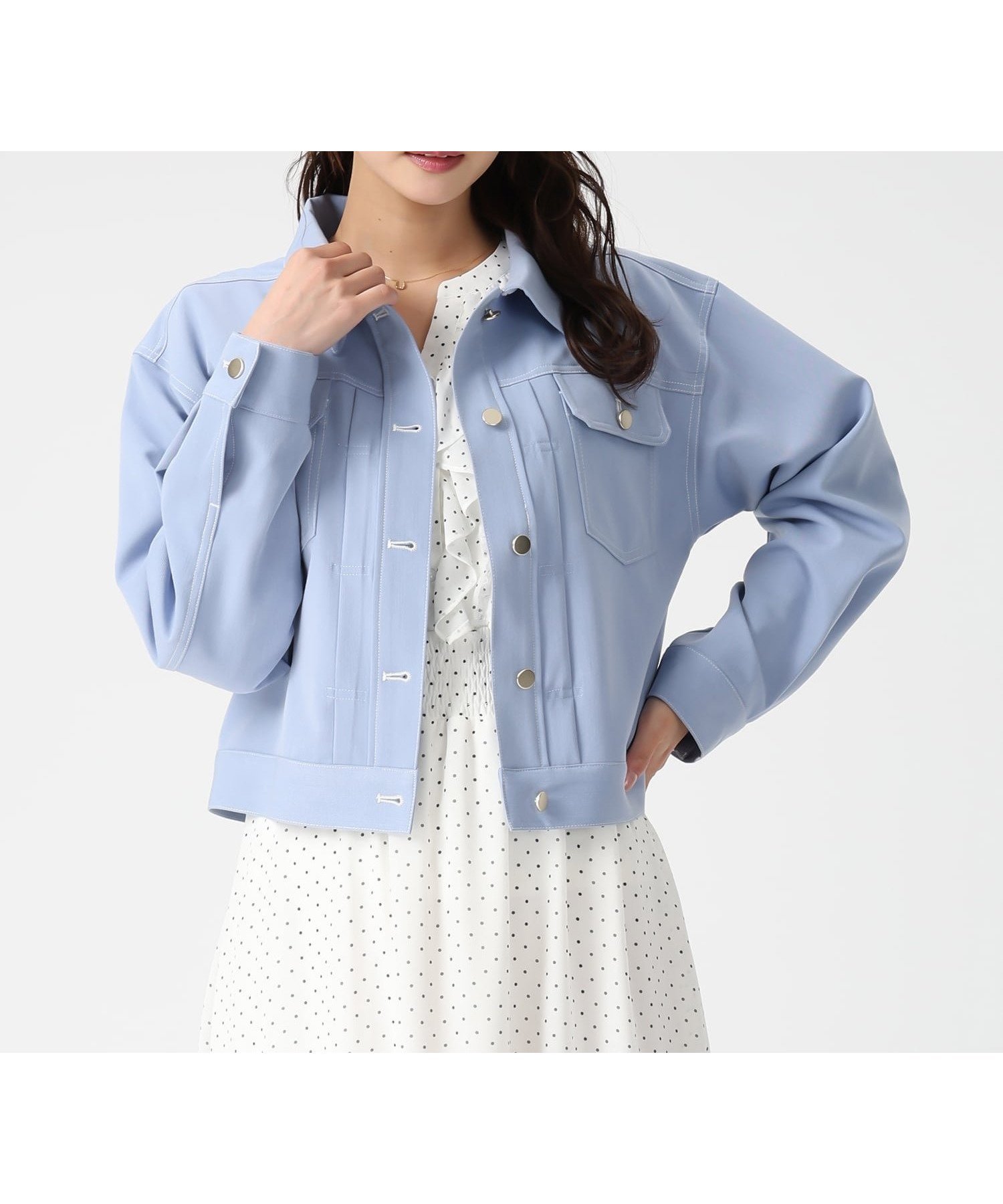 【ミッシュマッシュ/MISCH MASCH】のシャンブレーデニムジャケット MM618505 インテリア・キッズ・メンズ・レディースファッション・服の通販 founy(ファウニー) 　ファッション　Fashion　レディースファッション　Fashion for Women　アウター　Coat / Outerwear Collection　レディースジャケット・軽アウター　Jackets　デニムジャケット / カジュアルアウター　Denim Jackets　コンパクト　Compact, Small Size　ジャケット　Jacket, Outerwear　バランス　Balance, Style Balance　ブルゾン　Blouson, Bomber Jacket　エレガント 上品　Elegant　春　Spring　ブルー|ID: prp329100004986228 ipo3291000000037349287