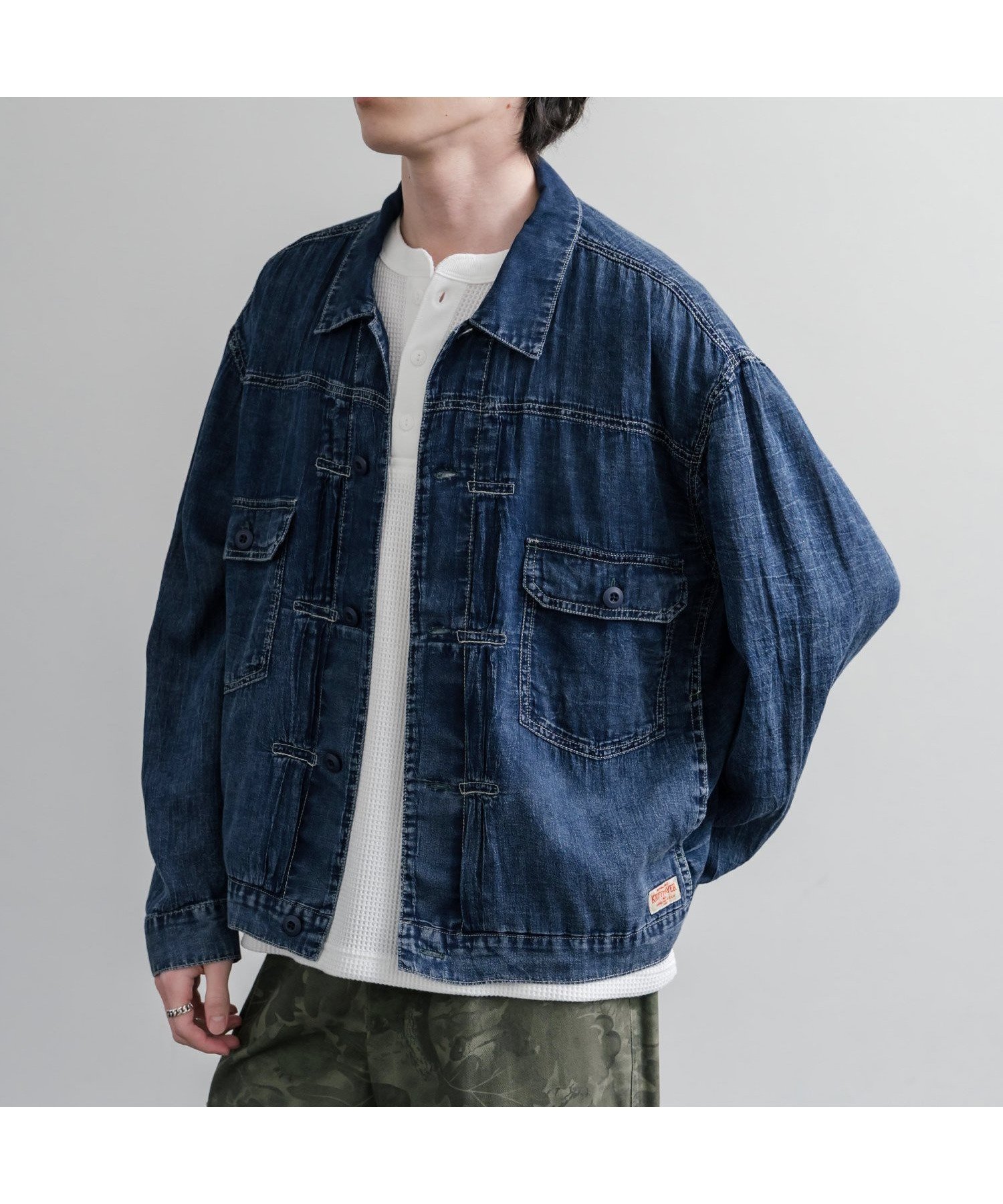 【ロッキーモンロー/Rocky Monroe】のKRIFF MAYER エアーライトデニムジャケット 2545101 インテリア・キッズ・メンズ・レディースファッション・服の通販 founy(ファウニー) 　ファッション　Fashion　レディースファッション　Fashion for Women　アウター　Coat / Outerwear Collection　レディースジャケット・軽アウター　Jackets　デニムジャケット / カジュアルアウター　Denim Jackets　アメリカン　American Style　ヴィンテージ　Vintage Style　カットソー　Cut and Sewn Top　コンパクト　Compact, Small Size　軽量　Lightweight, Ultra Light　ショルダー　Shoulder, Shoulder Strap　デニム　Denim, Jeans Material　トレンド　Trend, Trending Now　ドロップ　Drop Shoulder, Dropped Style　バランス　Balance, Style Balance　プリント　Print, Printed Pattern　ベーシック　Basic, Essential　ポケット　Pocket, Pocket Detail　ミックス　Mix, Mixed Style　メンズ　Men's, Menswear　リラックス　Relax, Relaxed Fit　ロング　Long, Long-Length　ワイド　Wide, Wide Fit　再入荷　Restock / Back in Stock　おすすめ　Recommended / Our Picks　72.ダークブルー|ID: prp329100004986238 ipo3291000000037349326