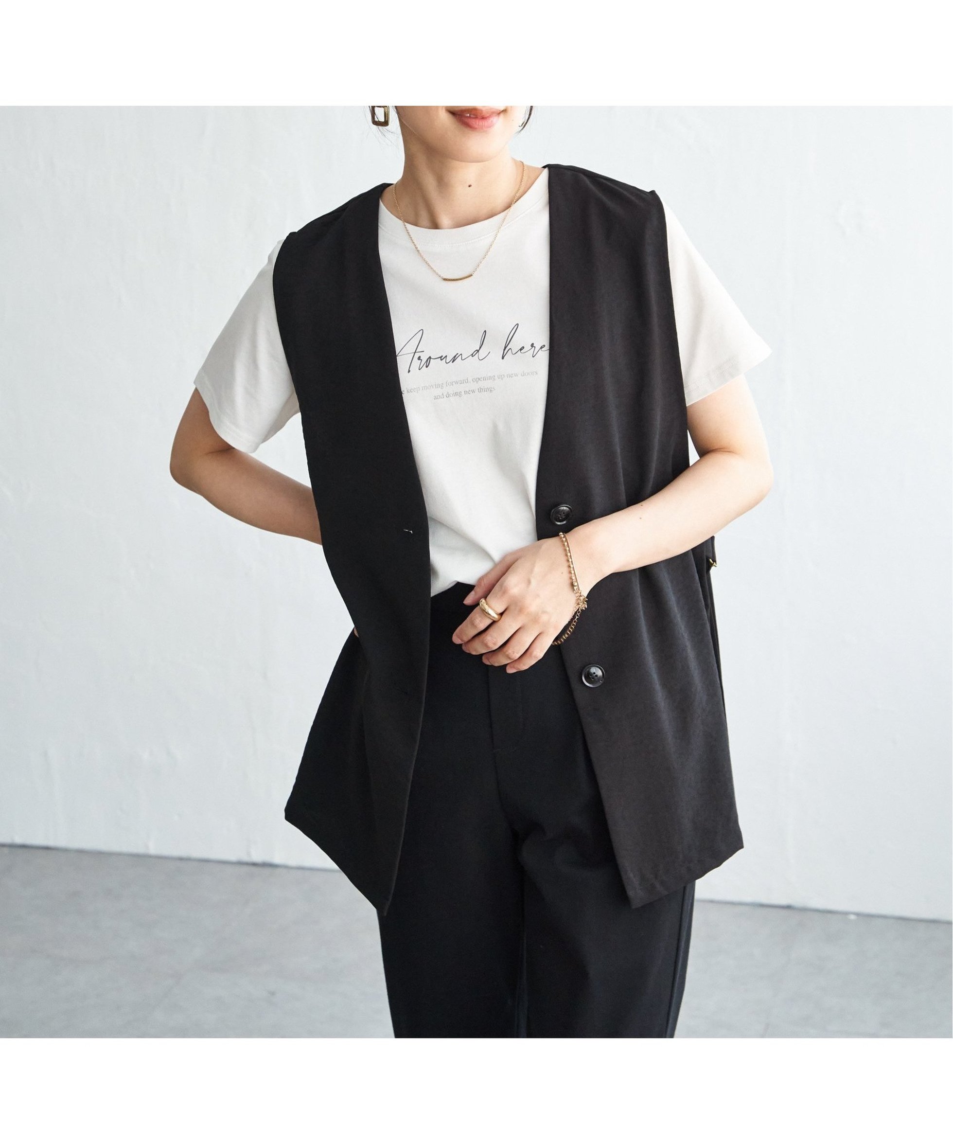【イッカ/ikka】のノーカラーサイドベルトジレ インテリア・キッズ・メンズ・レディースファッション・服の通販 founy(ファウニー) 　ファッション　Fashion　レディースファッション　Fashion for Women　アウター　Coat / Outerwear Collection　トップス・カットソー　Cut & Sew Tops　ベスト&ジレ / 重ね着スタイル　Vests & Gilets　ベルト&ウエストマーク　Belts & Waist Accessories　夏　Summer　定番　Standard, Basic Item　軽量　Lightweight, Ultra Light　ブラック|ID: prp329100004986240 ipo3291000000037349333