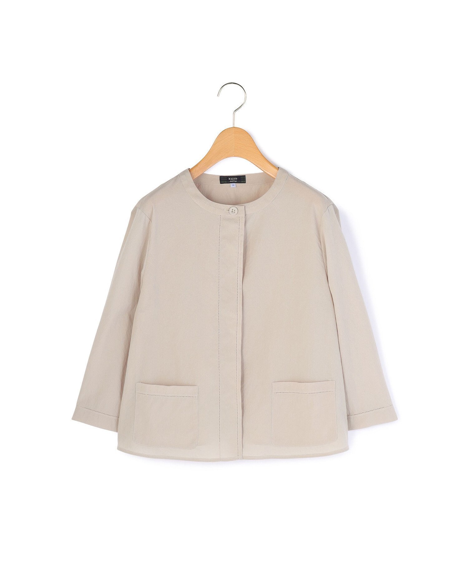 【キース/KEITH】の【Lサイズ】クールクロスジャケット インテリア・キッズ・メンズ・レディースファッション・服の通販 founy(ファウニー) 　ファッション　Fashion　レディースファッション　Fashion for Women　アウター　Coat / Outerwear Collection　レディースジャケット・軽アウター　Jackets　シンプル　Simple, Minimal　ポケット　Pocket, Pocket Detail　ワンポイント　One Point, Statement Accent　透かし　Cut-Out, Lacework　ベージュ|ID: prp329100004986272 ipo3291000000037349452
