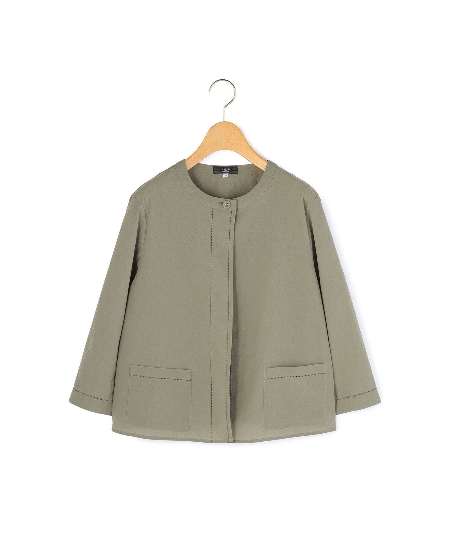 【キース/KEITH】のクールクロスジャケット インテリア・キッズ・メンズ・レディースファッション・服の通販 founy(ファウニー) 　ファッション　Fashion　レディースファッション　Fashion for Women　アウター　Coat / Outerwear Collection　レディースジャケット・軽アウター　Jackets　シンプル　Simple, Minimal　ポケット　Pocket, Pocket Detail　ワンポイント　One Point, Statement Accent　透かし　Cut-Out, Lacework　モスグリーン|ID: prp329100004986274 ipo3291000000037349458
