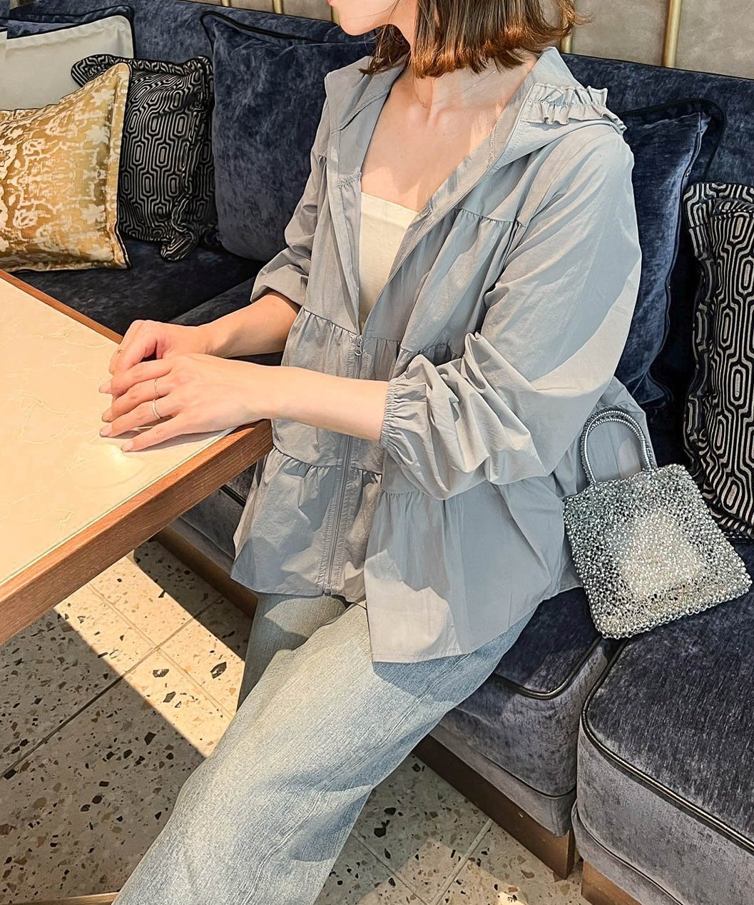 【ラジュール/Lajour】の日本製・撥水ティアードフリルパーカー インテリア・キッズ・メンズ・レディースファッション・服の通販 founy(ファウニー) 　ファッション　Fashion　レディースファッション　Fashion for Women　トップス・カットソー　Cut & Sew Tops　レディースパーカー・カジュアルフーディー　Casual Hoodies & Sweatshirts　コラボ　Collaboration, Collab　人気　Popular, Best Seller　パーカー　Hoodie, Parka　フェミニン　Feminine, Girly　フリル　Frill, Ruffle　ベビー　Baby, Babywear　ポーチ　Pouch, Small Case　おすすめ　Recommended / Our Picks　日本製　Made In Japan　グレー|ID: prp329100004986281 ipo3291000000037349506
