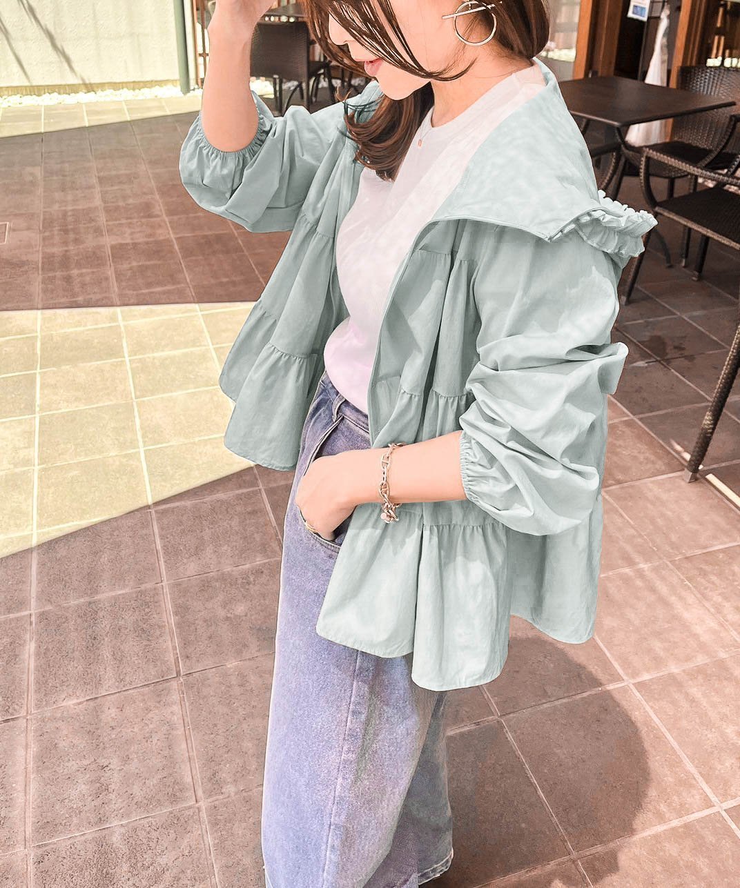 【ラジュール/Lajour】の日本製・撥水ティアードフリルパーカー インテリア・キッズ・メンズ・レディースファッション・服の通販 founy(ファウニー) 　ファッション　Fashion　レディースファッション　Fashion for Women　トップス・カットソー　Cut & Sew Tops　レディースパーカー・カジュアルフーディー　Casual Hoodies & Sweatshirts　コラボ　Collaboration, Collab　人気　Popular, Best Seller　パーカー　Hoodie, Parka　フェミニン　Feminine, Girly　フリル　Frill, Ruffle　ベビー　Baby, Babywear　ポーチ　Pouch, Small Case　おすすめ　Recommended / Our Picks　日本製　Made In Japan　ミント|ID: prp329100004986281 ipo3291000000037349507