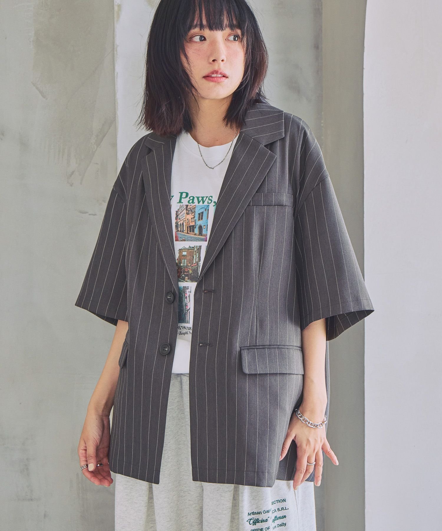 【ページボーイ/PAGEBOY】の【PBLIM】サマーアソートジャケット インテリア・キッズ・メンズ・レディースファッション・服の通販 founy(ファウニー) 　ファッション　Fashion　レディースファッション　Fashion for Women　アウター　Coat / Outerwear Collection　レディースジャケット・軽アウター　Jackets　チャコールストライプ18|ID: prp329100004986283 ipo3291000000037349518