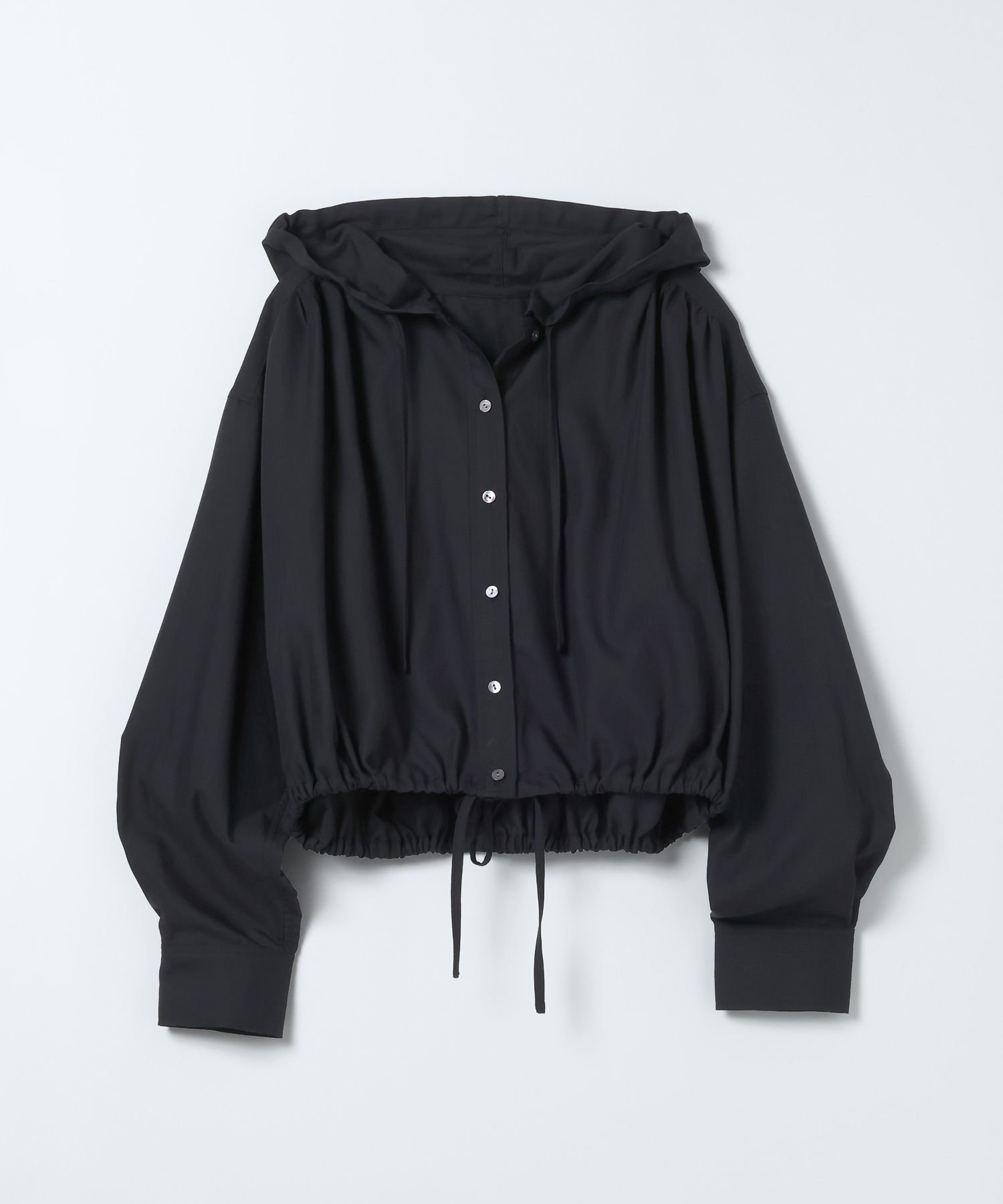 【ジーナシス/JEANASiS】のドロストショートシャツフーディ インテリア・キッズ・メンズ・レディースファッション・服の通販 founy(ファウニー) 　ファッション　Fashion　レディースファッション　Fashion for Women　トップス・カットソー　Cut & Sew Tops　シャツ・ブラウス・オフィスカジュアル　Elegant Blouses & Button-Ups　なめらか　Smooth, Silky Texture　ショルダー　Shoulder, Shoulder Strap　ショート　Short, Short Length　ドロップ　Drop Shoulder, Dropped Style　バランス　Balance, Style Balance　フォルム　Silhouette, Form　ボトム　Bottoms, Lower Wear　ルーズ　Loose, Oversized　ワイド　Wide, Wide Fit　エレガント 上品　Elegant　ブラック|ID: prp329100004986303 ipo3291000000037349604