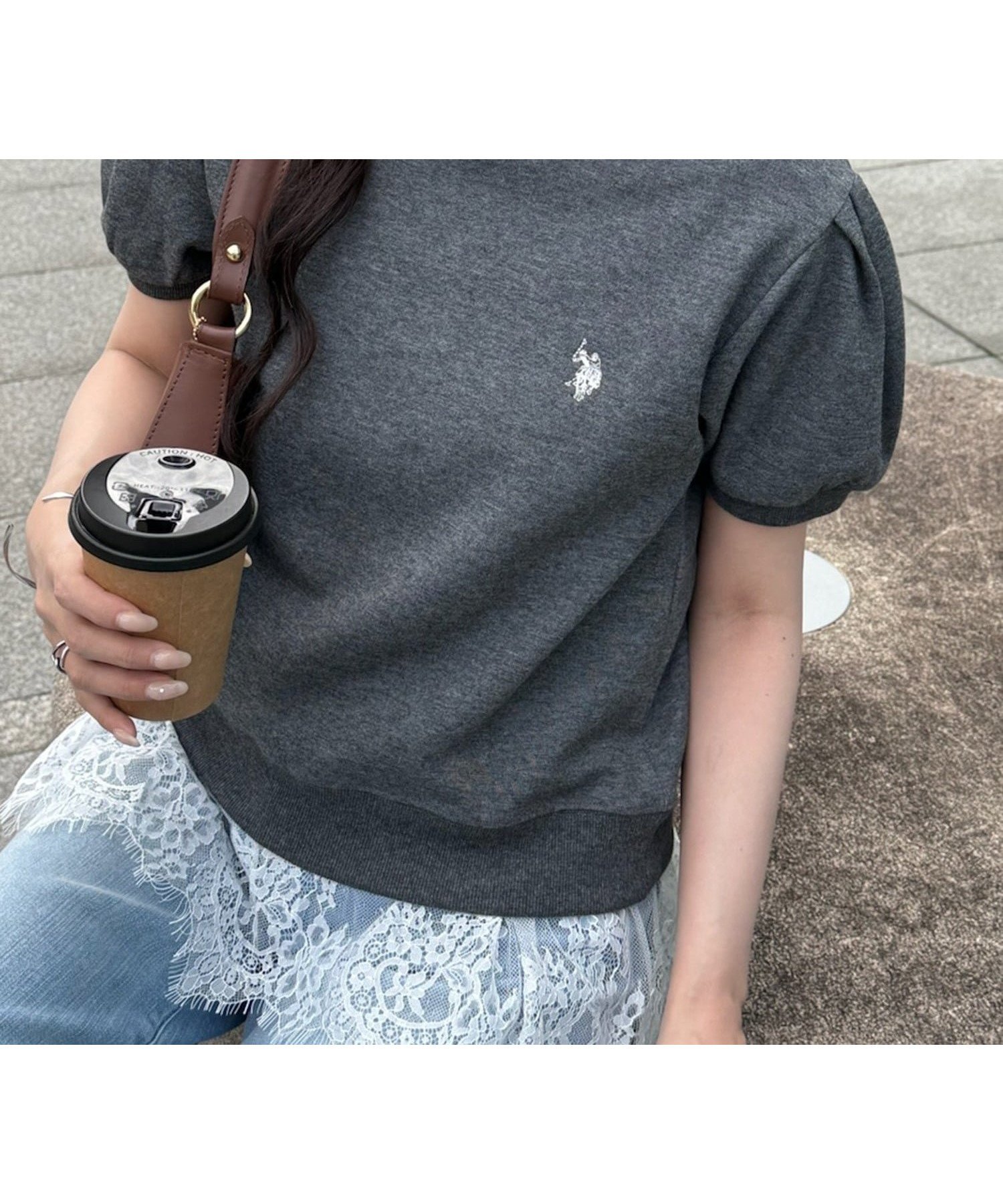 【セットアップセブン/SETUP7】のU.S. POLO ASSN./別注ワンポイント刺繍 バルーンスリーブ スウェット半袖Tシャツ ポロ インテリア・キッズ・メンズ・レディースファッション・服の通販 founy(ファウニー) 　ファッション　Fashion　レディースファッション　Fashion for Women　トップス・カットソー　Cut & Sew Tops　シャツ・ブラウス・オフィスカジュアル　Elegant Blouses & Button-Ups　レディースパーカー・カジュアルフーディー　Casual Hoodies & Sweatshirts　ロングTシャツ・Tシャツ　Longline T-Shirts & Tees　スウェット・クルーネックトップス　Sweatshirts & Crewnecks / Relaxed Fit Sweat Tops　イタリア　Italy　インナー　Innerwear　腕時計　Wristwatch　キャミワンピース　Cami Dress, Slip Dress　コレクション　Collection, Seasonal Line　シアー　Sheer, See-Through　シンプル　Simple, Minimal　スウェット / スエット　Sweatshirt, Sweatwear　スラックス　Slacks, Dress Pants　スリーブ　Sleeve, Long Sleeve / Short Sleeve　デニム　Denim, Jeans Material　トレンド　Trend, Trending Now　バルーン　Balloon, Balloon Silhouette　別注　Limited Edition, Custom Order　半袖　Short Sleeve, Half Sleeve　メンズ　Men's, Menswear　ワンポイント　One Point, Statement Accent　再入荷　Restock / Back in Stock　C.GRY|ID: prp329100004986308 ipo3291000000037349629