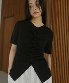 【ヘラム/hellam】のフロントギャザーニット半袖トップス 大人の最旬トレンドファッション＆コーディネート founy(ファウニー) ファッション Fashion レディースファッション Fashion for Women トップス・カットソー Cut & Sew Tops ニット Knit Tops & Sweaters 冬 Winter / This Winter 半袖 Short Sleeve, Half Sleeve 夏 Summer 春 Spring S/S・春夏 SS, Spring/Summer, Warm Season A/W・秋冬 Autumn/Winter thumbnail ブラック|ID: prp329100004986309 ipo3291000000037349633