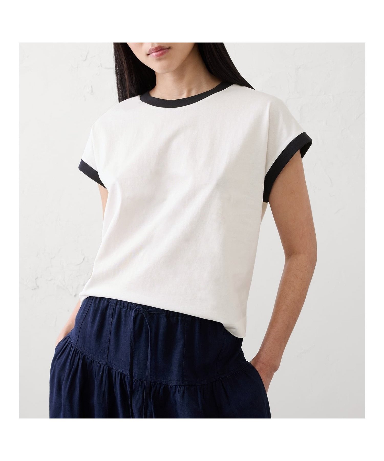【バナナリパブリック ファクトリーストア/BANANA REPUBLIC FACTORY STORE】のプレミアムコットン ボクシーTシャツ インテリア・キッズ・メンズ・レディースファッション・服の通販 founy(ファウニー) 　ファッション　Fashion　レディースファッション　Fashion for Women　トップス・カットソー　Cut & Sew Tops　シャツ・ブラウス・オフィスカジュアル　Elegant Blouses & Button-Ups　ロングTシャツ・Tシャツ　Longline T-Shirts & Tees　ショート　Short, Short Length　スリーブ　Sleeve, Long Sleeve / Short Sleeve　トレンド　Trend, Trending Now　プレミアム　Premium, High-End　SNOW_DAY|ID: prp329100004986312 ipo3291000000037349650
