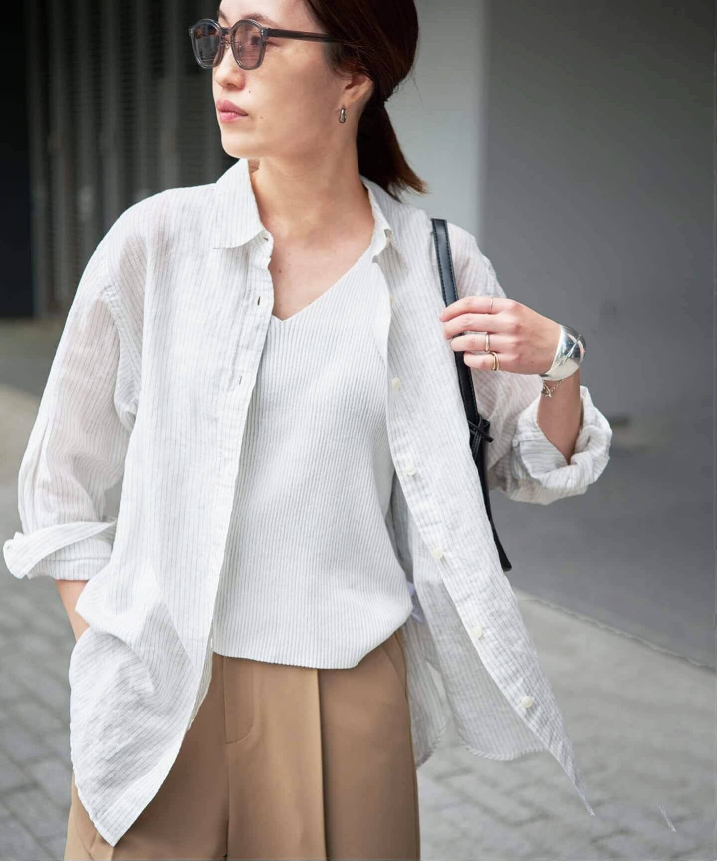 【スローブ イエナ/SLOBE IENA】の《追加2》リネンコットンレギュラーシャツ インテリア・キッズ・メンズ・レディースファッション・服の通販 founy(ファウニー) 　ファッション　Fashion　レディースファッション　Fashion for Women　トップス・カットソー　Cut & Sew Tops　シャツ・ブラウス・オフィスカジュアル　Elegant Blouses & Button-Ups　2026年　2026　2026春夏・S/S　Spring/Summer 2026 SS26　ストライプ　Stripe, Striped Pattern　人気　Popular, Best Seller　ホワイト A|ID: prp329100004986314 ipo3291000000037349661