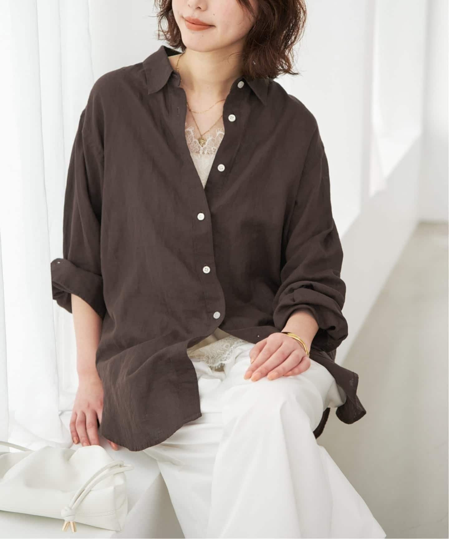 【スローブ イエナ/SLOBE IENA】の《追加2》リネンコットンレギュラーシャツ インテリア・キッズ・メンズ・レディースファッション・服の通販 founy(ファウニー) 　ファッション　Fashion　レディースファッション　Fashion for Women　トップス・カットソー　Cut & Sew Tops　シャツ・ブラウス・オフィスカジュアル　Elegant Blouses & Button-Ups　2026年　2026　2026春夏・S/S　Spring/Summer 2026 SS26　ストライプ　Stripe, Striped Pattern　人気　Popular, Best Seller　ブラウン|ID: prp329100004986314 ipo3291000000037349662