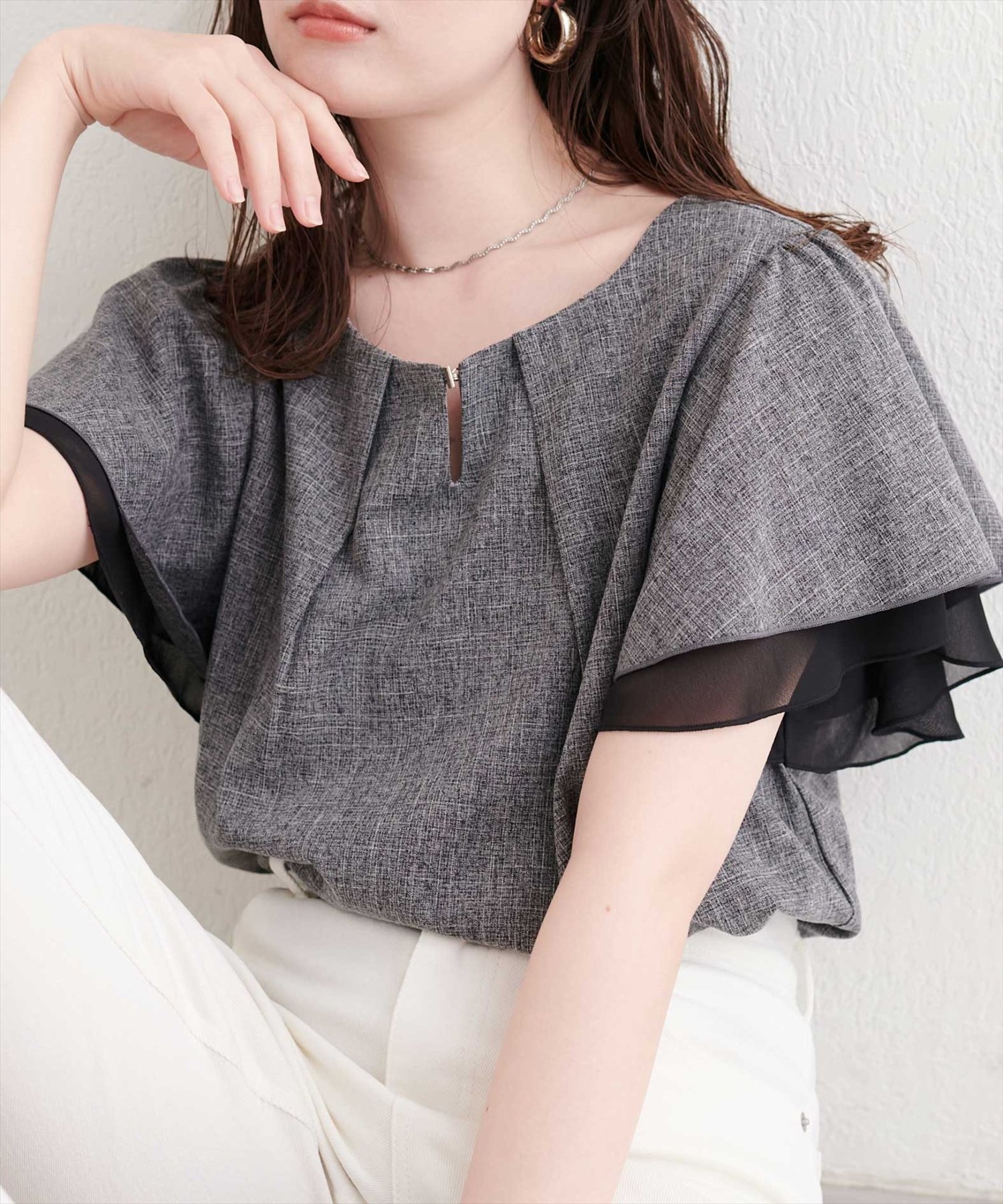 【ナチュラルクチュール/natural couture】のシアー重ねフリルブラウス インテリア・キッズ・メンズ・レディースファッション・服の通販 founy(ファウニー) 　ファッション　Fashion　レディースファッション　Fashion for Women　トップス・カットソー　Cut & Sew Tops　シャツ・ブラウス・オフィスカジュアル　Elegant Blouses & Button-Ups　アクセサリー　Fashion Accessories　シアー　Sheer, See-Through　ジャケット　Jacket, Outerwear　スニーカー　Sneakers, Trainers　ダウン　Down, Puffer　デニム　Denim, Jeans Material　フェミニン　Feminine, Girly　フリル　Frill, Ruffle　ミックス　Mix, Mixed Style　再入荷　Restock / Back in Stock　おすすめ　Recommended / Our Picks　エレガント 上品　Elegant　2026年　2026　2026春夏・S/S　Spring/Summer 2026 SS26　ブラック|ID: prp329100004986318 ipo3291000000037349679