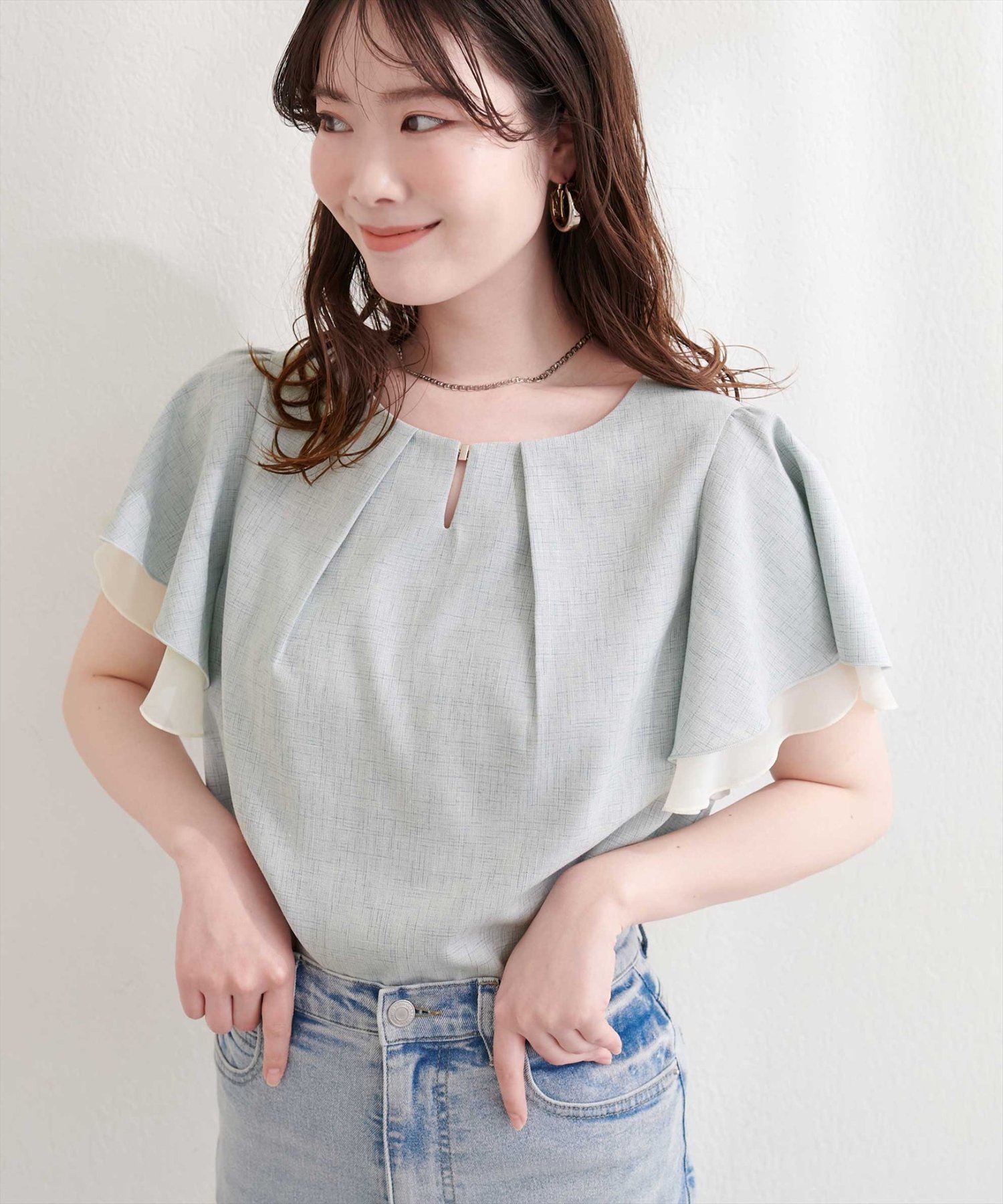 【ナチュラルクチュール/natural couture】のシアー重ねフリルブラウス インテリア・キッズ・メンズ・レディースファッション・服の通販 founy(ファウニー) 　ファッション　Fashion　レディースファッション　Fashion for Women　トップス・カットソー　Cut & Sew Tops　シャツ・ブラウス・オフィスカジュアル　Elegant Blouses & Button-Ups　アクセサリー　Fashion Accessories　シアー　Sheer, See-Through　ジャケット　Jacket, Outerwear　スニーカー　Sneakers, Trainers　ダウン　Down, Puffer　デニム　Denim, Jeans Material　フェミニン　Feminine, Girly　フリル　Frill, Ruffle　ミックス　Mix, Mixed Style　再入荷　Restock / Back in Stock　おすすめ　Recommended / Our Picks　エレガント 上品　Elegant　2026年　2026　2026春夏・S/S　Spring/Summer 2026 SS26　ミント|ID: prp329100004986318 ipo3291000000037349680