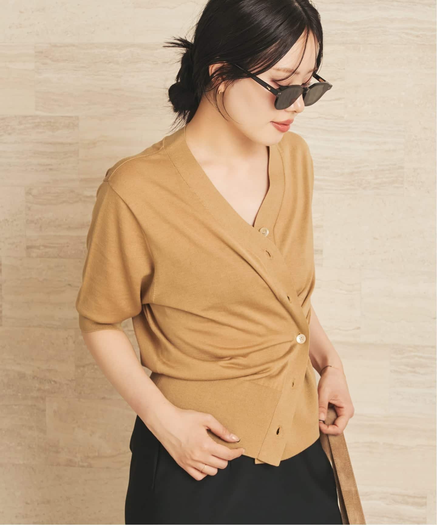 【プラージュ/Plage】のR IAM カシュクールカーディガン インテリア・キッズ・メンズ・レディースファッション・服の通販 founy(ファウニー) 　ファッション　Fashion　レディースファッション　Fashion for Women　トップス・カットソー　Cut & Sew Tops　カーディガン・羽織り　Layered Style Cardigans　なめらか　Smooth, Silky Texture　カシュクール　Wrap Design　カーディガン　Cardigan, Knitwear　シルク　Silk, 100% Silk　ジュエリー　Jewelry, Accessories　バランス　Balance, Style Balance　エレガント 上品　Elegant　人気　Popular, Best Seller　キャメル|ID: prp329100004986322 ipo3291000000037349698