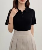 【ジュノア/JUNOAH】のCENEA 半袖ポロニットトップス 大人の最旬トレンドファッション＆コーディネート founy(ファウニー) ファッション Fashion レディースファッション Fashion for Women トップス・カットソー Cut & Sew Tops ニット Knit Tops & Sweaters ウォッシュ Washed Finish タンブラー Tumbler, Travel Mug ダメージ Distressed, Destroyed ネップ Nepp, Slub Yarn プリント Print, Printed Pattern 半袖 Short Sleeve, Half Sleeve おすすめ Recommended / Our Picks thumbnail ブラック|ID: prp329100004986323 ipo3291000000037349700