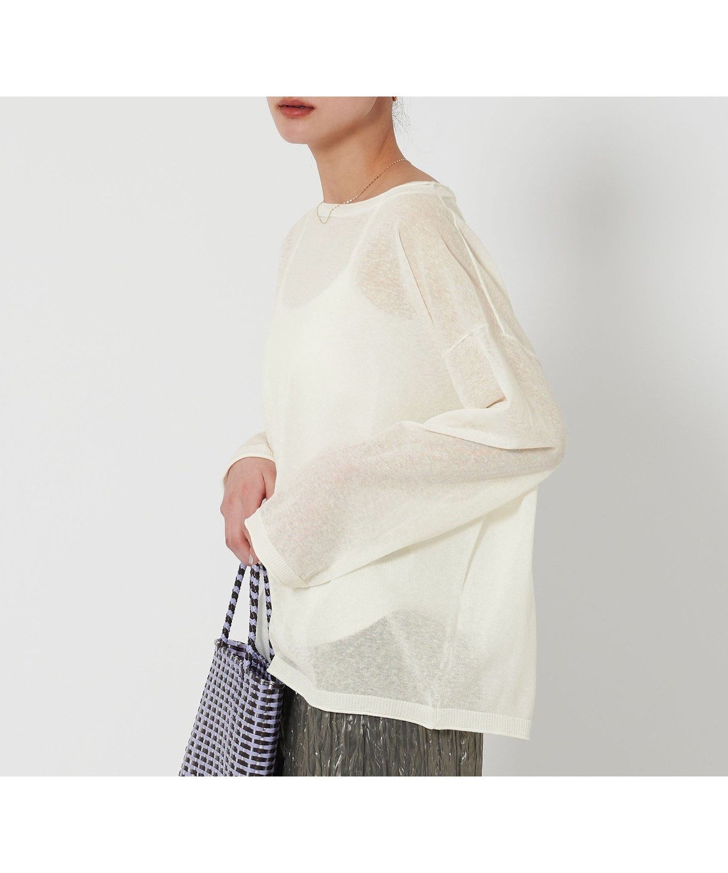 【ユナイテッドアローズ/UNITED ARROWS】のシアー ルーズ ニット -ウォッシャブル- インテリア・キッズ・メンズ・レディースファッション・服の通販 founy(ファウニー) 　ファッション　Fashion　レディースファッション　Fashion for Women　トップス・カットソー　Cut & Sew Tops　ニット　Knit Tops & Sweaters　ウォッシャブル　Machine Washable　サマー　Summer, Summer Style　シアー　Sheer, See-Through　スタイリッシュ　Stylish, Fashionable　デニム　Denim, Jeans Material　ボトム　Bottoms, Lower Wear　ルーズ　Loose, Oversized　ワイド　Wide, Wide Fit　アウトレット　Outlet / Clearance　おすすめ　Recommended / Our Picks　WHITE|ID: prp329100004986327 ipo3291000000037349722