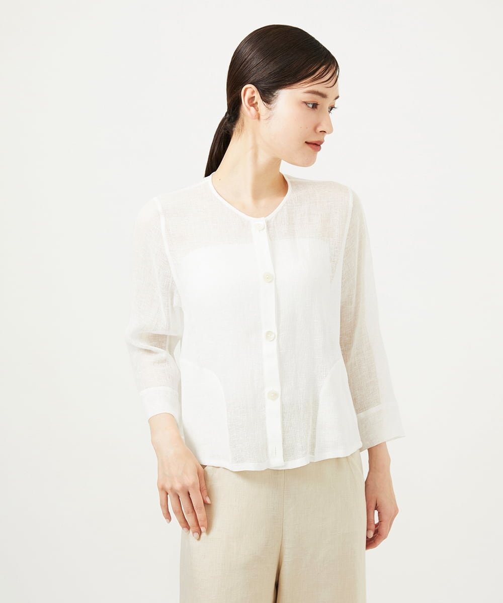 【シビラ/SYBILLA】のリネンカラミシアージャケット インテリア・キッズ・メンズ・レディースファッション・服の通販 founy(ファウニー) 　ファッション　Fashion　レディースファッション　Fashion for Women　アウター　Coat / Outerwear Collection　レディースジャケット・軽アウター　Jackets　インナー　Innerwear　シアー　Sheer, See-Through　ショート　Short, Short Length　ジャケット　Jacket, Outerwear　バランス　Balance, Style Balance　ボトム　Bottoms, Lower Wear　メッシュ　Mesh, Net Fabric　リネン　Linen, Linen Fabric　夏　Summer　ホワイト|ID: prp329100004986352 ipo3291000000037349873