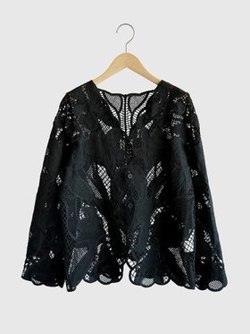 【ラシュッド/LASUD】の【再入荷】Floral lace blouse 大人の最旬トレンドファッション＆コーディネート founy(ファウニー) ファッション Fashion レディースファッション Fashion for Women デニム Denim, Jeans Material フェミニン Feminine, Girly フラワー Flower, Floral モチーフ Motif, Design Theme レース Lace, Lace Fabric ワイド Wide, Wide Fit エレガント 上品 Elegant 再入荷 Restock / Back in Stock 羽織 Haori, Light Jacket |ID:prp329100004986355