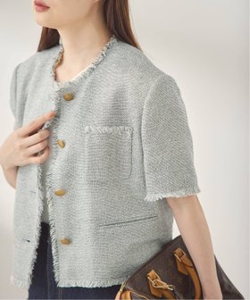 【ジャーナルスタンダード レサージュ/journal standard L'essage】のGIOLICA ツイードメッシュショートスリーブ ジャケット 大人の最旬トレンドファッション＆コーディネート founy(ファウニー) ファッション Fashion レディースファッション Fashion for Women アウター Coat / Outerwear Collection レディースジャケット・軽アウター Jackets 2026年 2026 2026春夏・S/S Spring/Summer 2026 SS26 イタリア Italy コンパクト Compact, Small Size ジャケット Jacket, Outerwear スペシャル Special, Limited Edition スマート Smart, Elegant ツイード Twill, Twill Weave バランス Balance, Style Balance フォルム Silhouette, Form エレガント 上品 Elegant 夏 Summer |ID:prp329100004986356