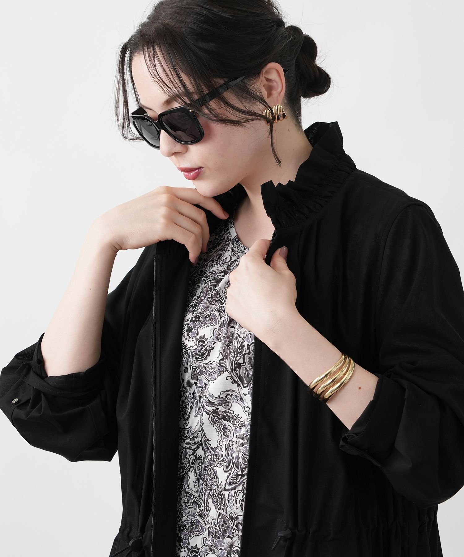 【レリアンプラスハウス/Leilian PLUS HOUSE】のブルゾン【Leilian WHITE LABEL】 インテリア・キッズ・メンズ・レディースファッション・服の通販 founy(ファウニー) 　ファッション　Fashion　レディースファッション　Fashion for Women　アウター　Coat / Outerwear Collection　ブルゾンジャケット・スポーティアウター　Blouson Jackets　ウォッシャブル　Machine Washable　シンプル　Simple, Minimal　トレンド　Trend, Trending Now　フェミニン　Feminine, Girly　ブルゾン　Blouson, Bomber Jacket　ベーシック　Basic, Essential　ポケット　Pocket, Pocket Detail　ミックス　Mix, Mixed Style　無地　Plain, Solid Color　リラックス　Relax, Relaxed Fit　夏　Summer　エレガント 上品　Elegant　ブラック|ID: prp329100004986366 ipo3291000000037349914