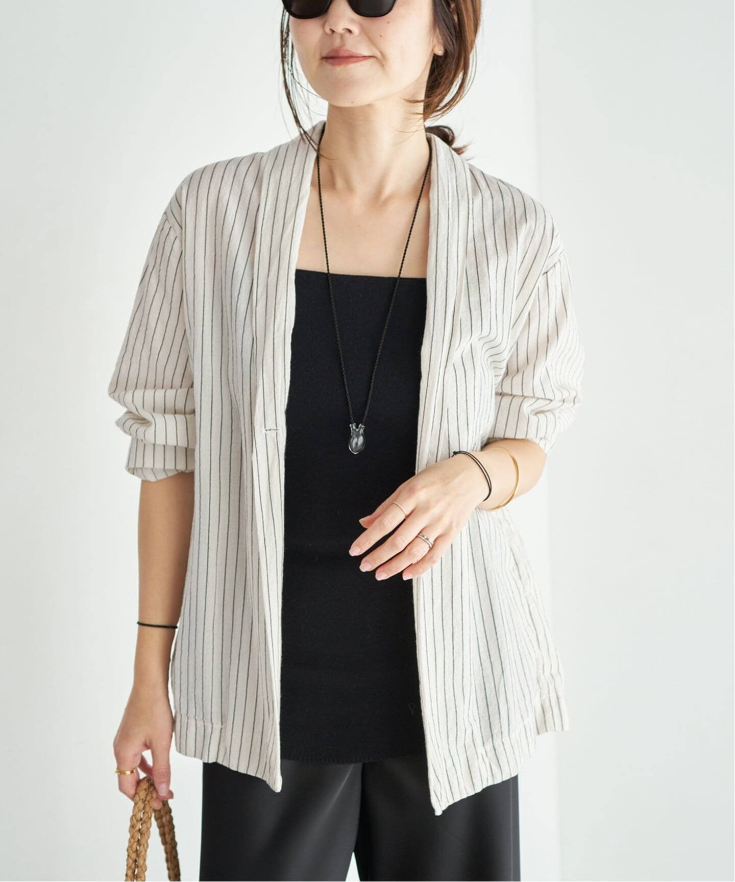【プラージュ/Plage】のLES ATELIERS FRANCAIS DE CONFECTION 別注 LIGHT ジャケット インテリア・キッズ・メンズ・レディースファッション・服の通販 founy(ファウニー) 　ファッション　Fashion　レディースファッション　Fashion for Women　アウター　Coat / Outerwear Collection　レディースジャケット・軽アウター　Jackets　シンプル　Simple, Minimal　ジャケット　Jacket, Outerwear　ストライプ　Stripe, Striped Pattern　バランス　Balance, Style Balance　フランス　France, French　別注　Limited Edition, Custom Order　ホワイト A|ID: prp329100004986384 ipo3291000000037349974