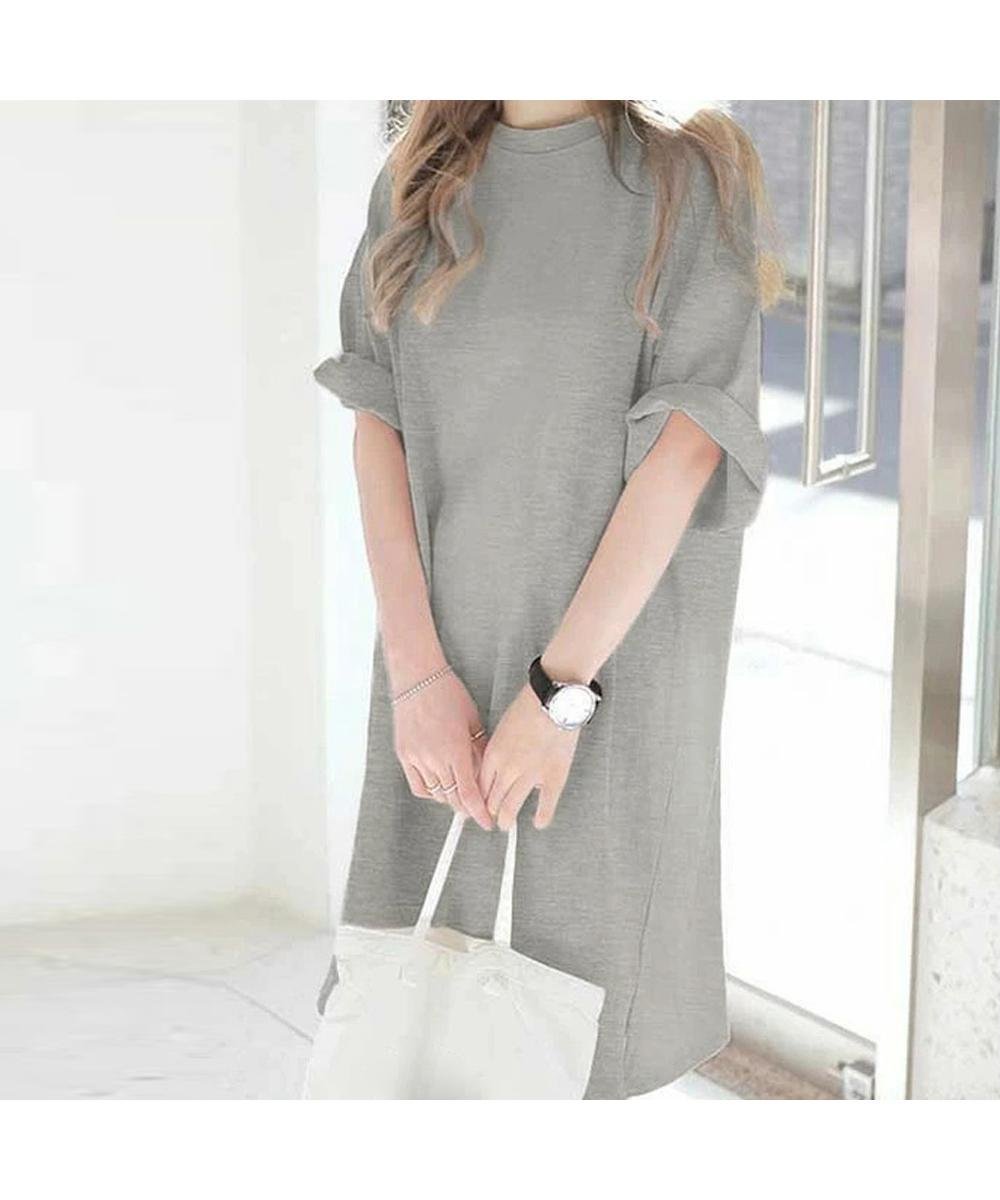 【ミニミニストア/miniministore】のチュニックTシャツ サイドスリット インテリア・キッズ・メンズ・レディースファッション・服の通販 founy(ファウニー) 　ファッション　Fashion　レディースファッション　Fashion for Women　トップス・カットソー　Cut & Sew Tops　シャツ・ブラウス・オフィスカジュアル　Elegant Blouses & Button-Ups　ロングTシャツ・Tシャツ　Longline T-Shirts & Tees　カットソー　Cut and Sewn Top　シンプル　Simple, Minimal　スリット　Slit, Slit Detail　チュニック　Tunic, Long Top　ベーシック　Basic, Essential　ボトム　Bottoms, Lower Wear　ロング　Long, Long-Length　半袖　Short Sleeve, Half Sleeve　夏　Summer　春　Spring　S/S・春夏　SS, Spring/Summer, Warm Season　無地　Plain, Solid Color　ライトグレー|ID: prp329100004986526 ipo3291000000037351298